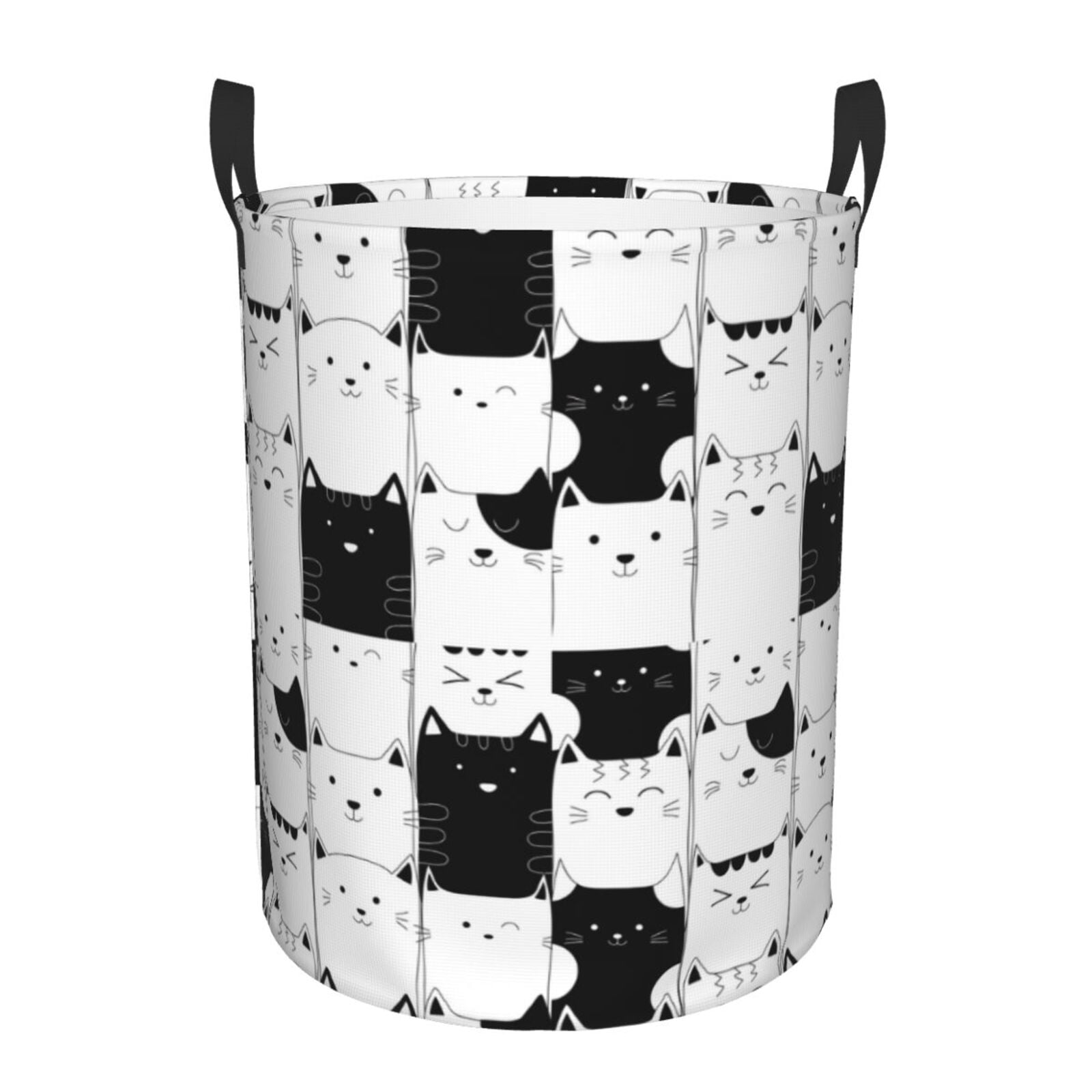 Large Laundry Basket with Handles - Doodle Cute Cat Kids Baby Dirty Clothes Laundry Hamper for Bedroom Aesthetic