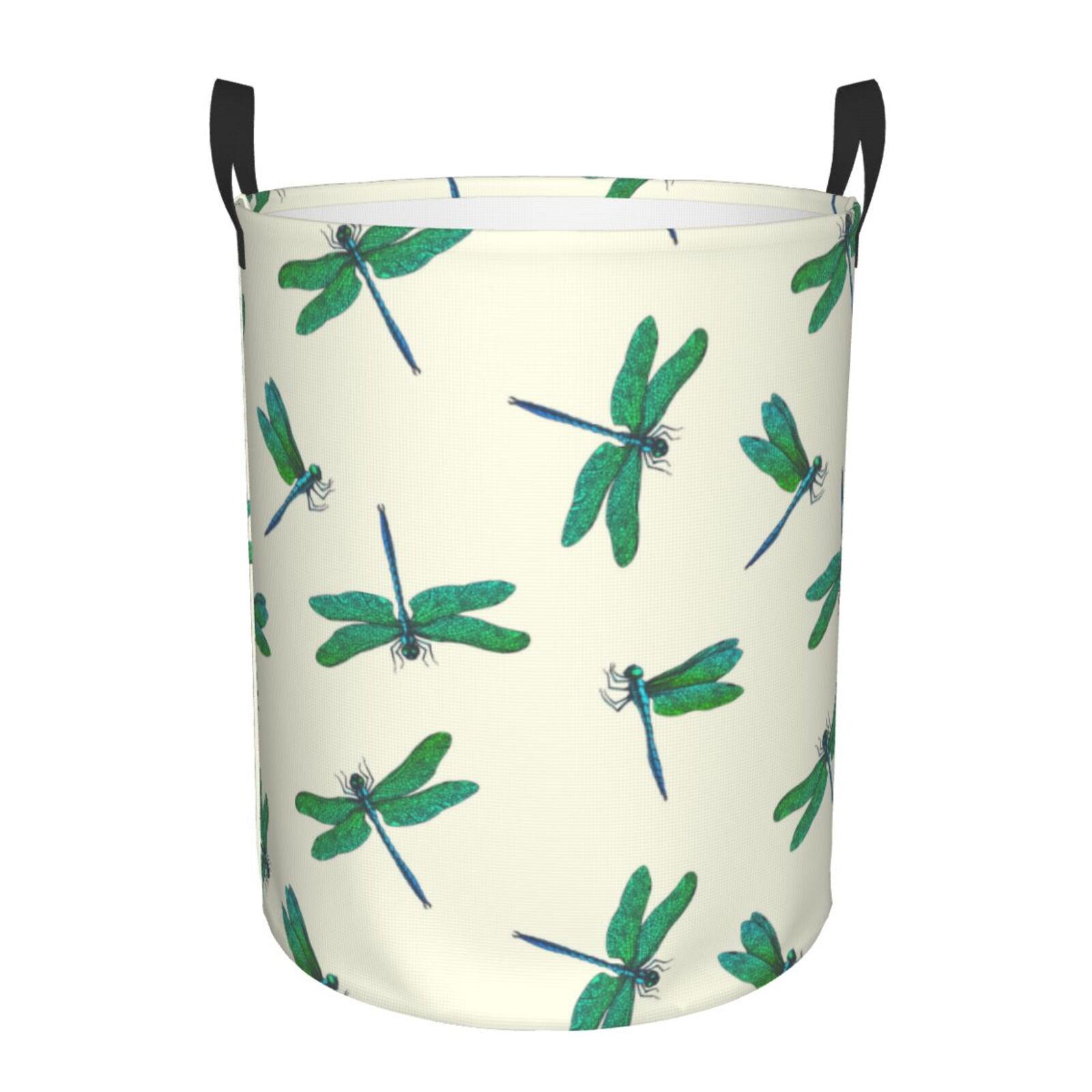 Large Laundry Basket with Handles - Dragonfly Green Kids Baby Dirty Clothes Laundry Hamper for Bedroom Aesthetic