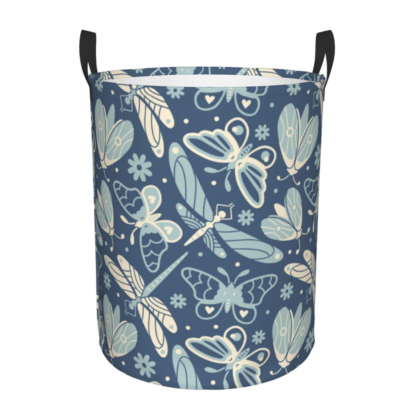 Large Laundry Basket with Handles - Dragonfly Moth Butterfly Kids Baby Dirty Clothes Laundry Hamper for Bedroom Aesthetic
