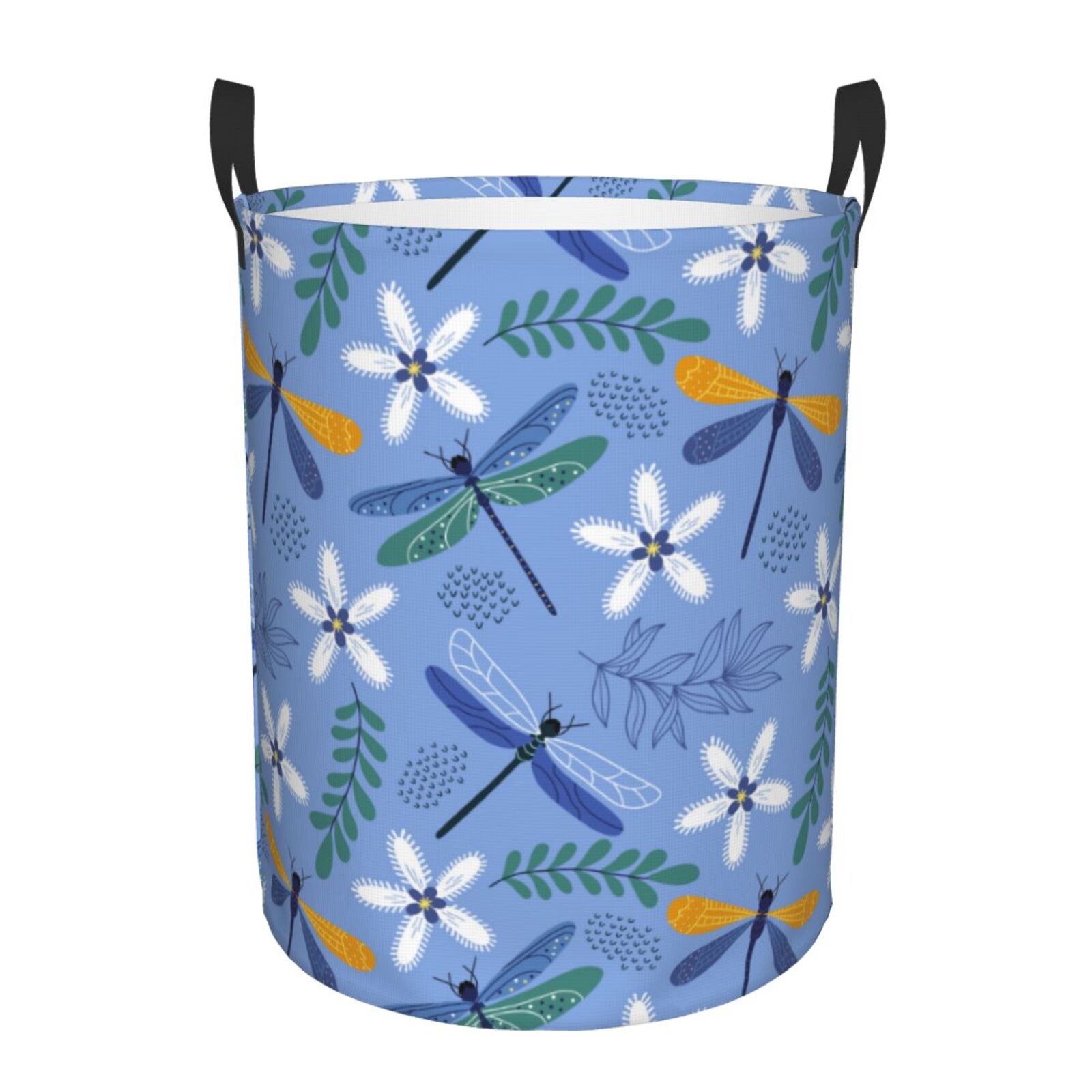 Large Laundry Basket with Handles - Dragonfly Plants Print Kids Baby Dirty Clothes Laundry Hamper for Bedroom Aesthetic