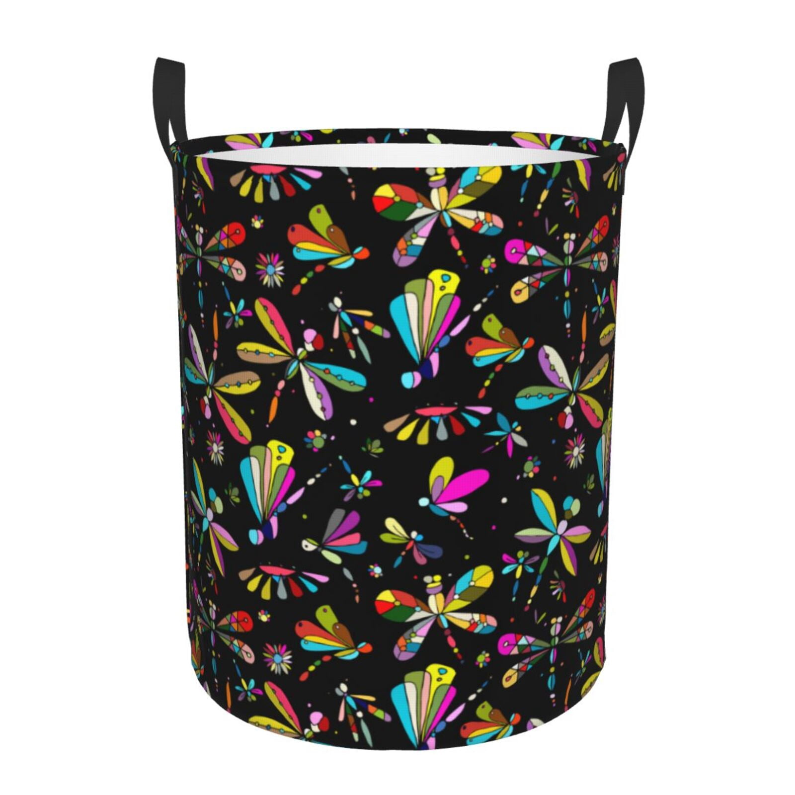 Large Laundry Basket with Handles - Dragonfly Print No.9018 Kids Baby Dirty Clothes Laundry Hamper for Bedroom Aesthetic
