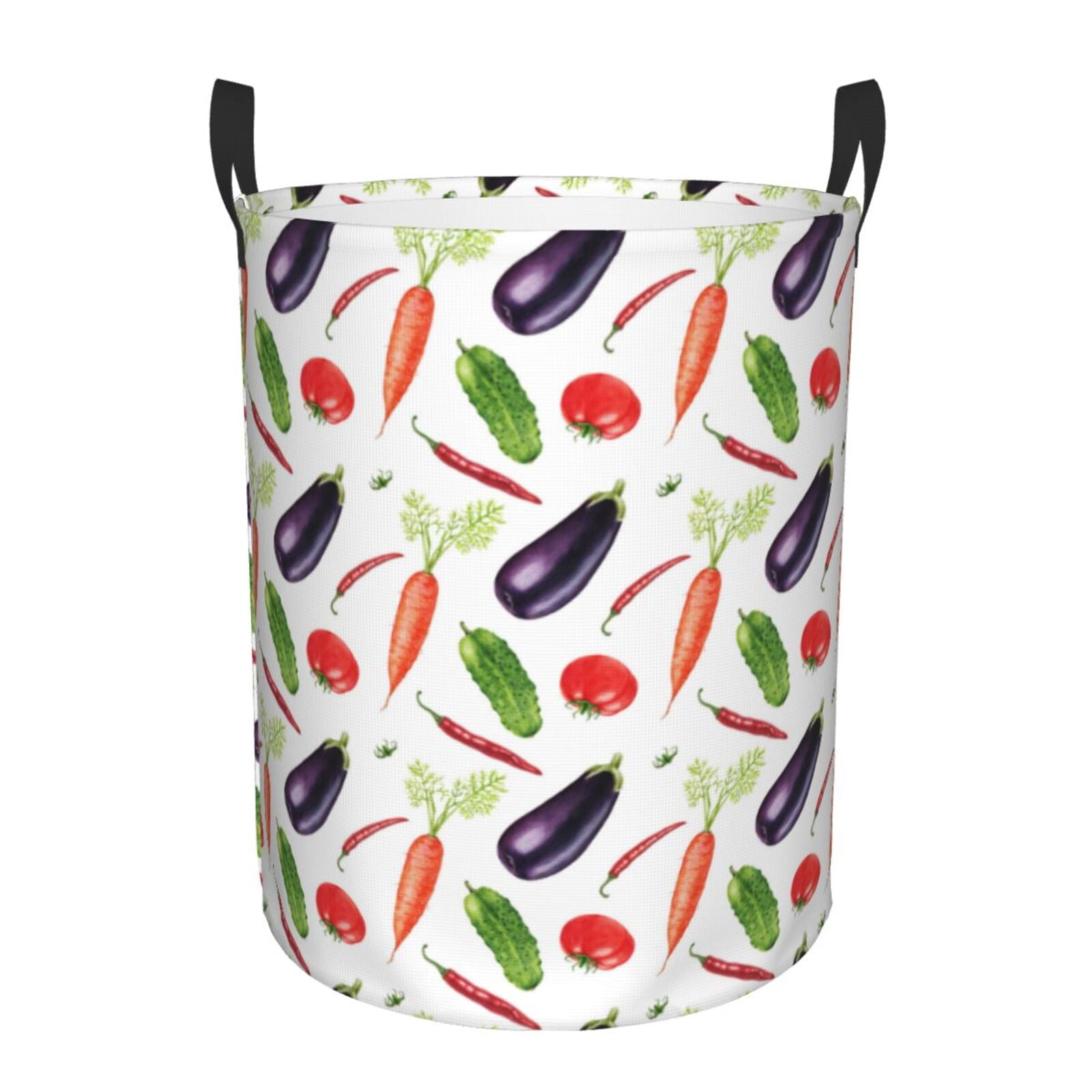 Large Laundry Basket with Handles - Eggplant Dried chili carrot Kids Baby Dirty Clothes Laundry Hamper for Bedroom Aesthetic