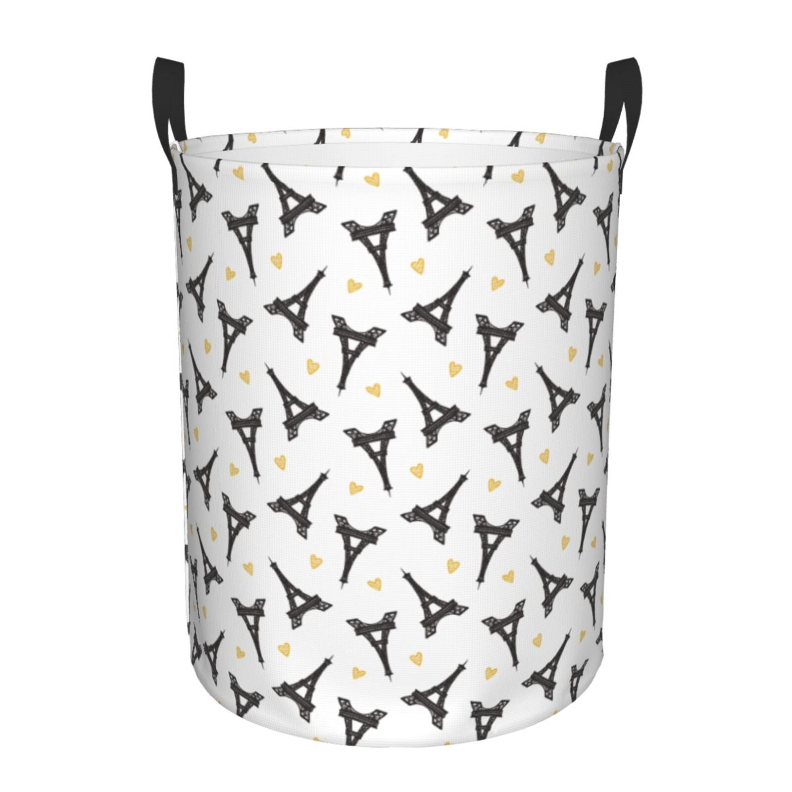 Large Laundry Basket with Handles - Eiffel Tower hearts Kids Baby Dirty Clothes Laundry Hamper for Bedroom Aesthetic