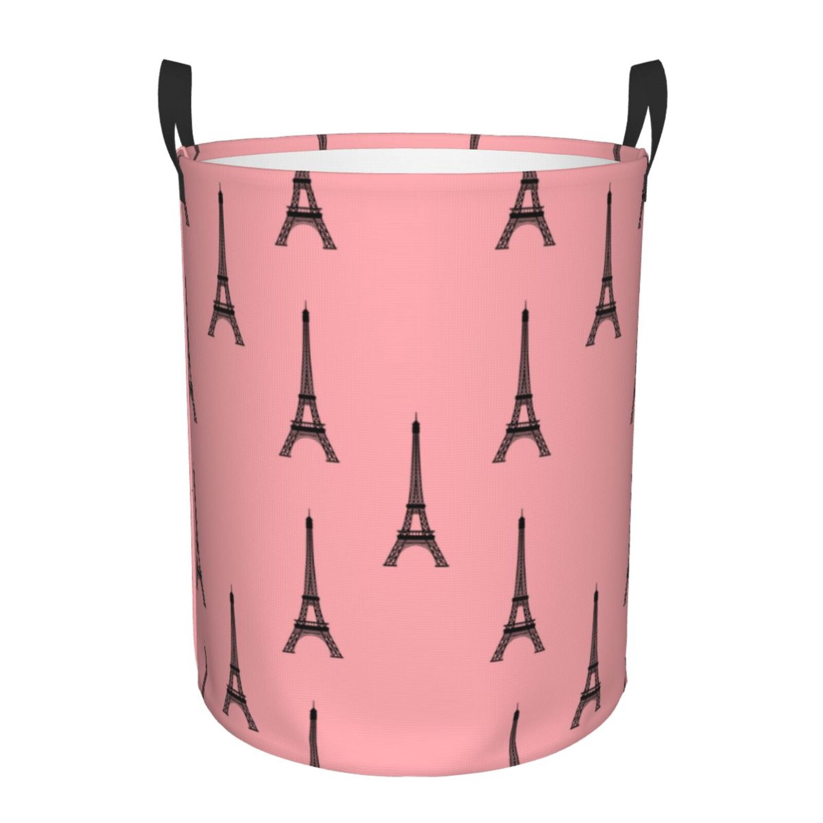 Large Laundry Basket with Handles - Eiffel Tower pink Kids Baby Dirty Clothes Laundry Hamper for Bedroom Aesthetic