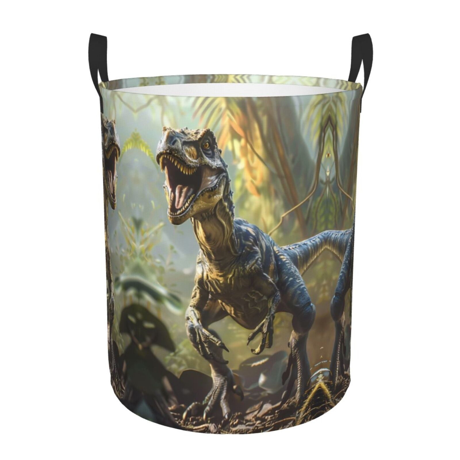 Large Laundry Basket with Handles - Ferocious Dinosaur Kids Baby Dirty Clothes Laundry Hamper for Bedroom Aesthetic