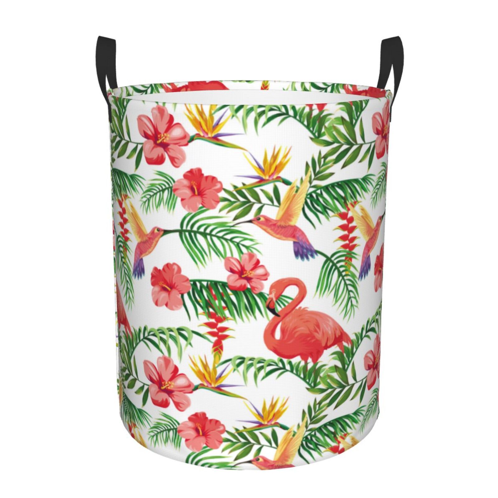 Large Laundry Basket with Handles - Flamingo Hummingbird Red Kids Baby Dirty Clothes Laundry Hamper for Bedroom Aesthetic