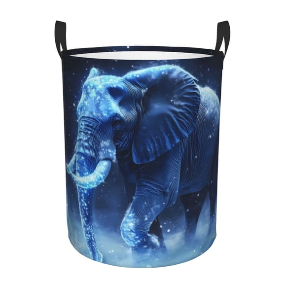 Large Laundry Basket with Handles - Frozen Night Elephant Kids Baby Dirty Clothes Laundry Hamper for Bedroom Aesthetic