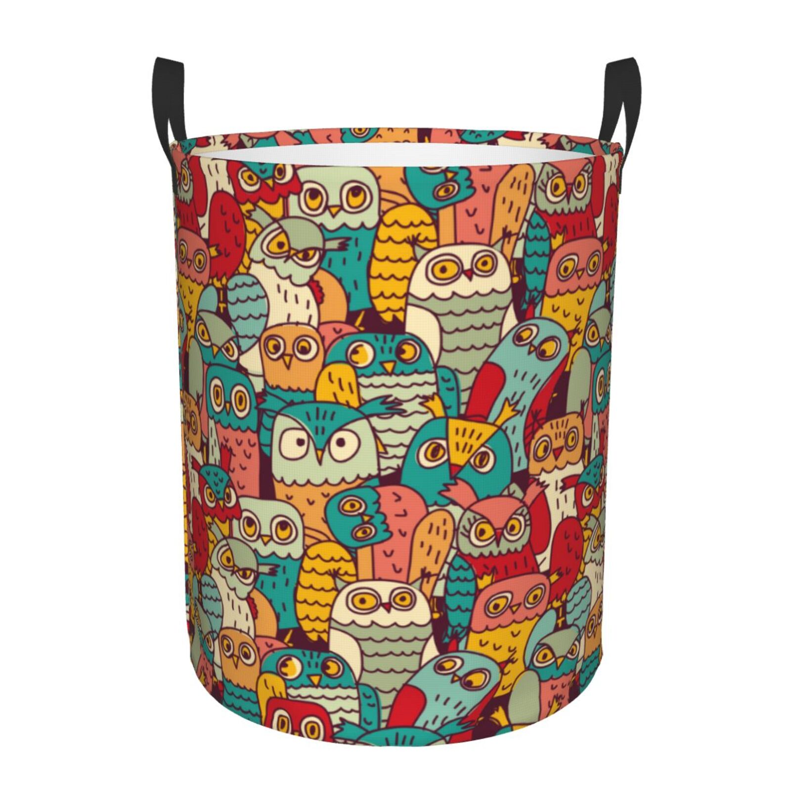 Large Laundry Basket with Handles Funny Owl Bird Kids Baby Dirty