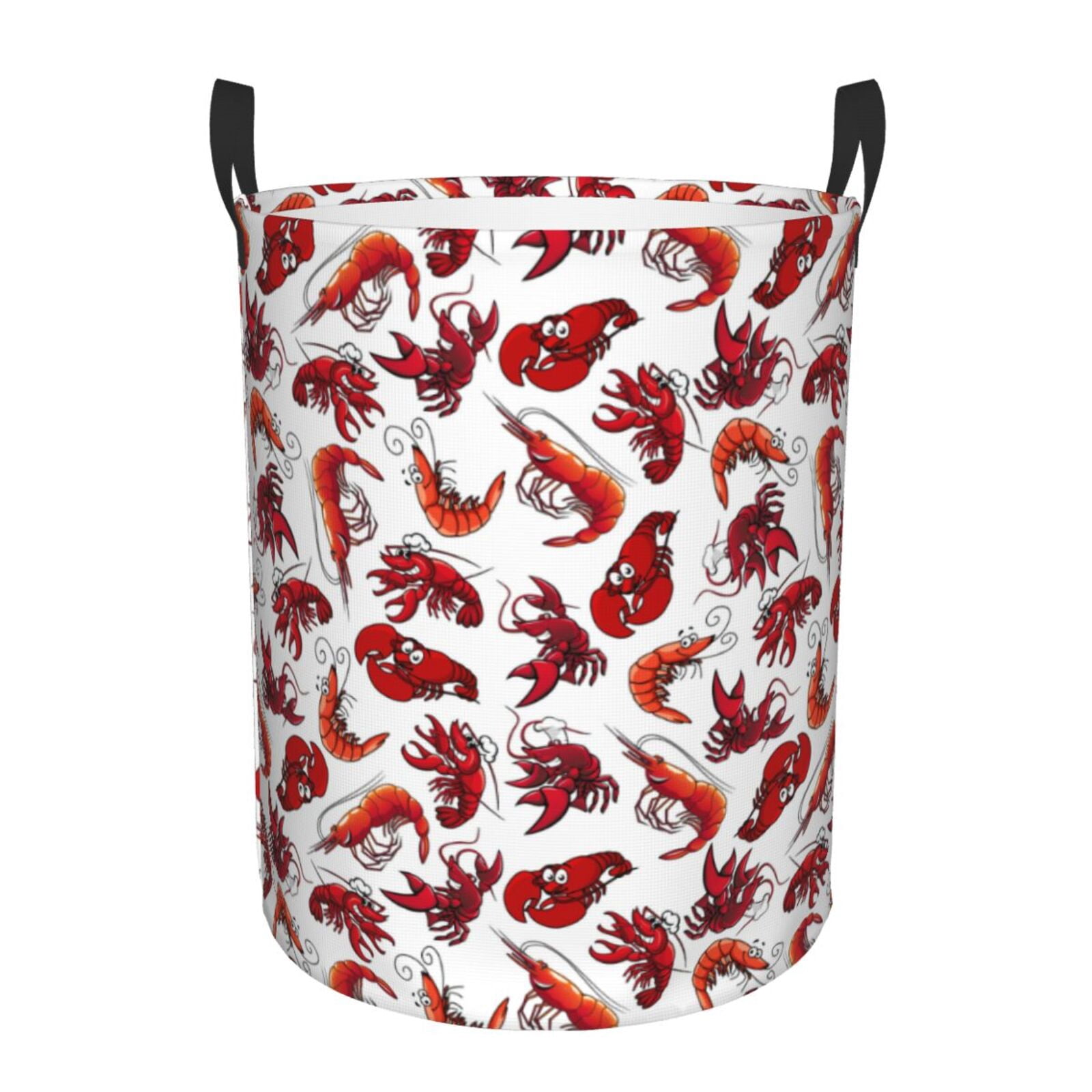 Large Laundry Basket with Handles - Funny Shrimp Kids Baby Dirty Clothes Laundry Hamper for Bedroom Aesthetic