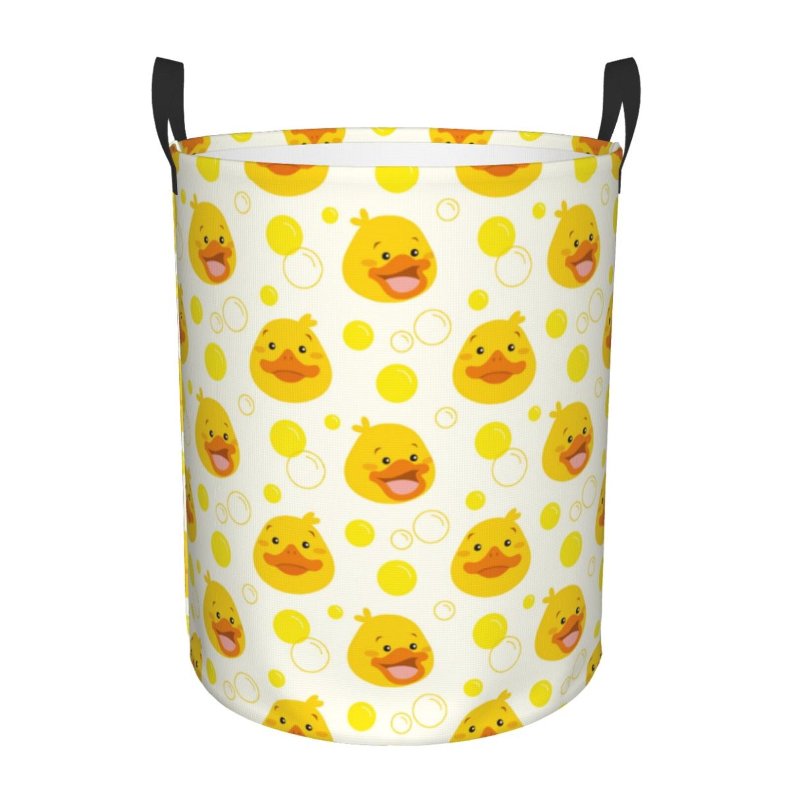 Large Laundry Basket with Handles - Funny Smiling Cute Duck Bubble Kids Baby Dirty Clothes Laundry Hamper for Bedroom Aesthetic