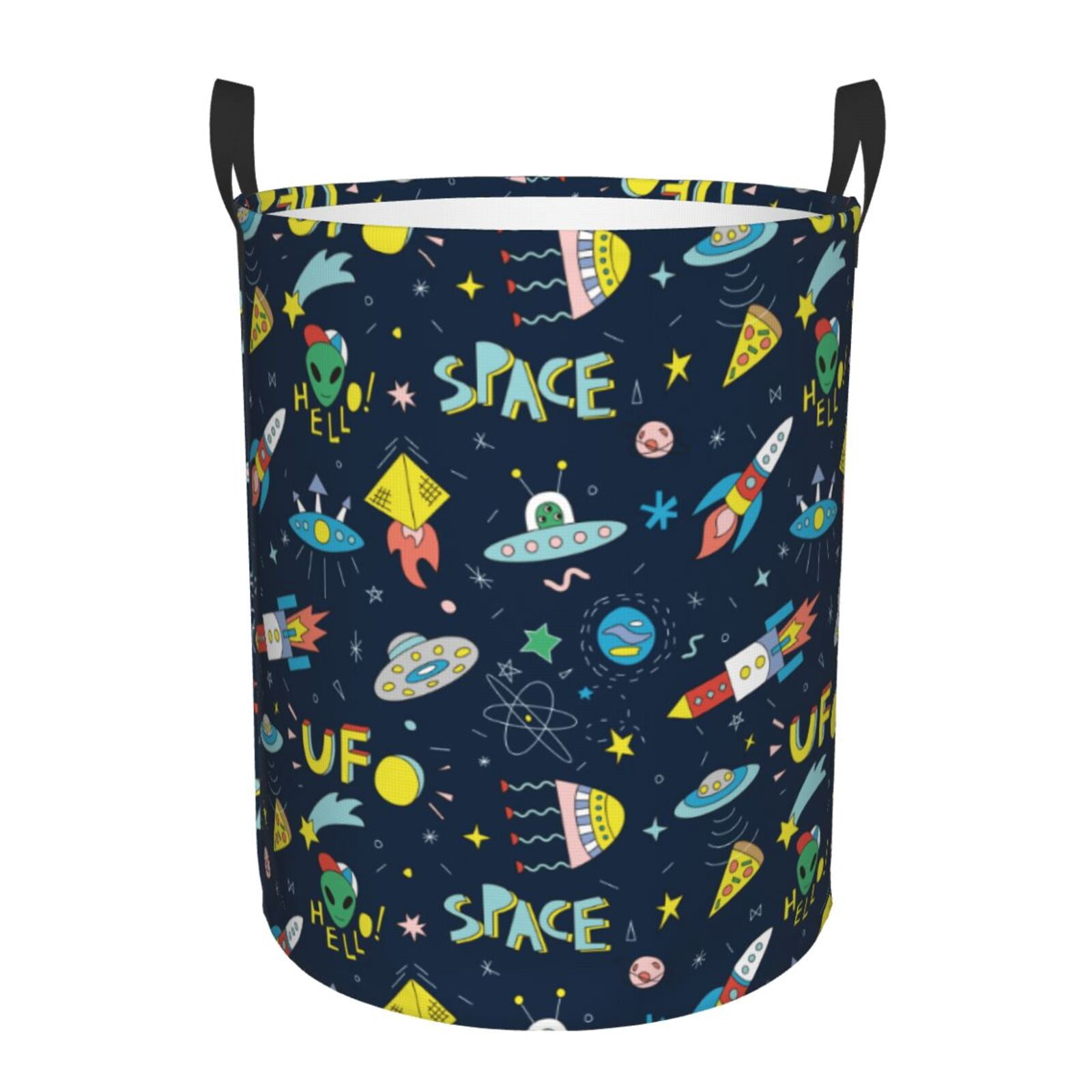 Large Laundry Basket with Handles - Funny Spaceships Kids Baby Dirty Clothes Laundry Hamper for Bedroom Aesthetic