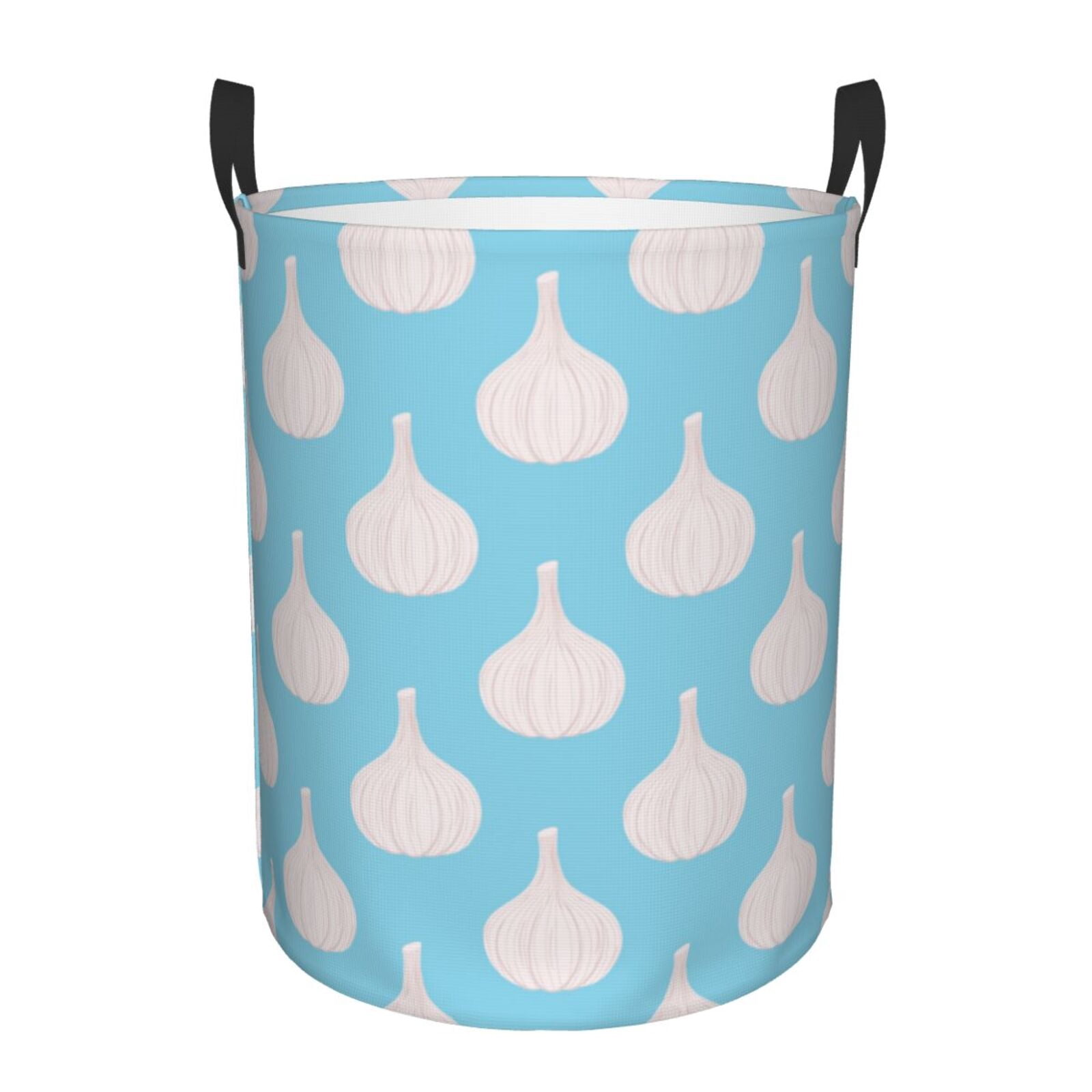 Large Laundry Basket with Handles - Garlic white Pattern Kids Baby Dirty Clothes Laundry Hamper for Bedroom Aesthetic