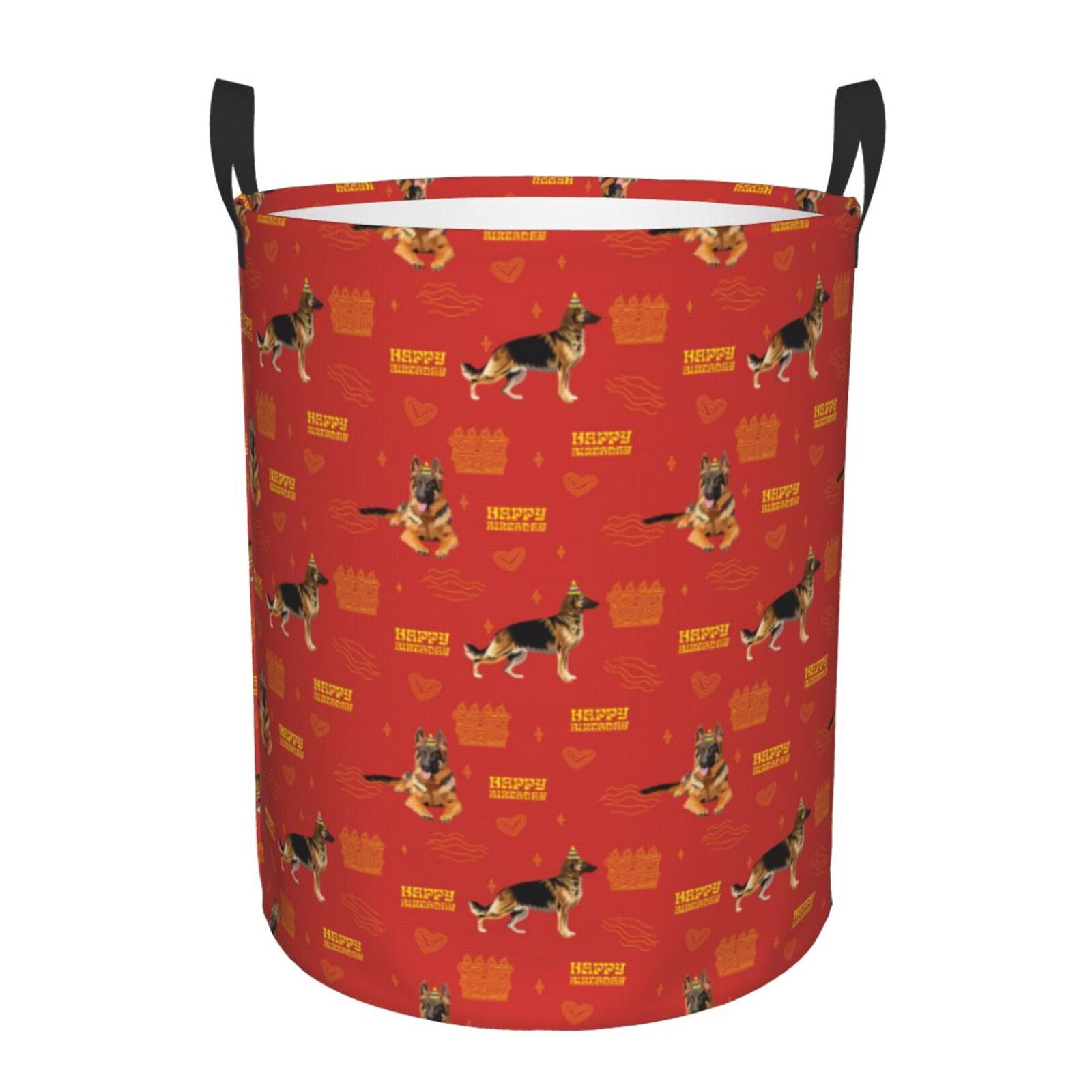 Large Laundry Basket with Handles - German Shepherd Dog Birthday Kids Baby Dirty Clothes Laundry Hamper for Bedroom Aesthetic