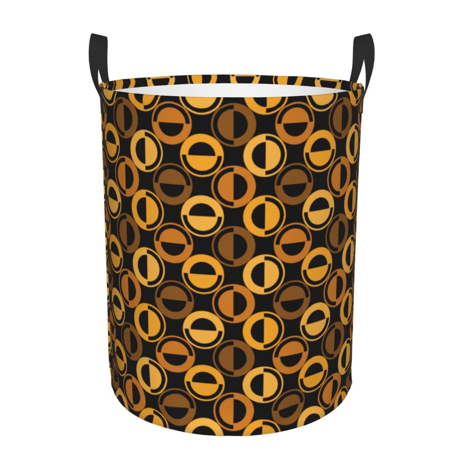 Large Laundry Basket with Handles - Gold dot circles pattern Kids Baby Dirty Clothes Laundry Hamper for Bedroom Aesthetic
