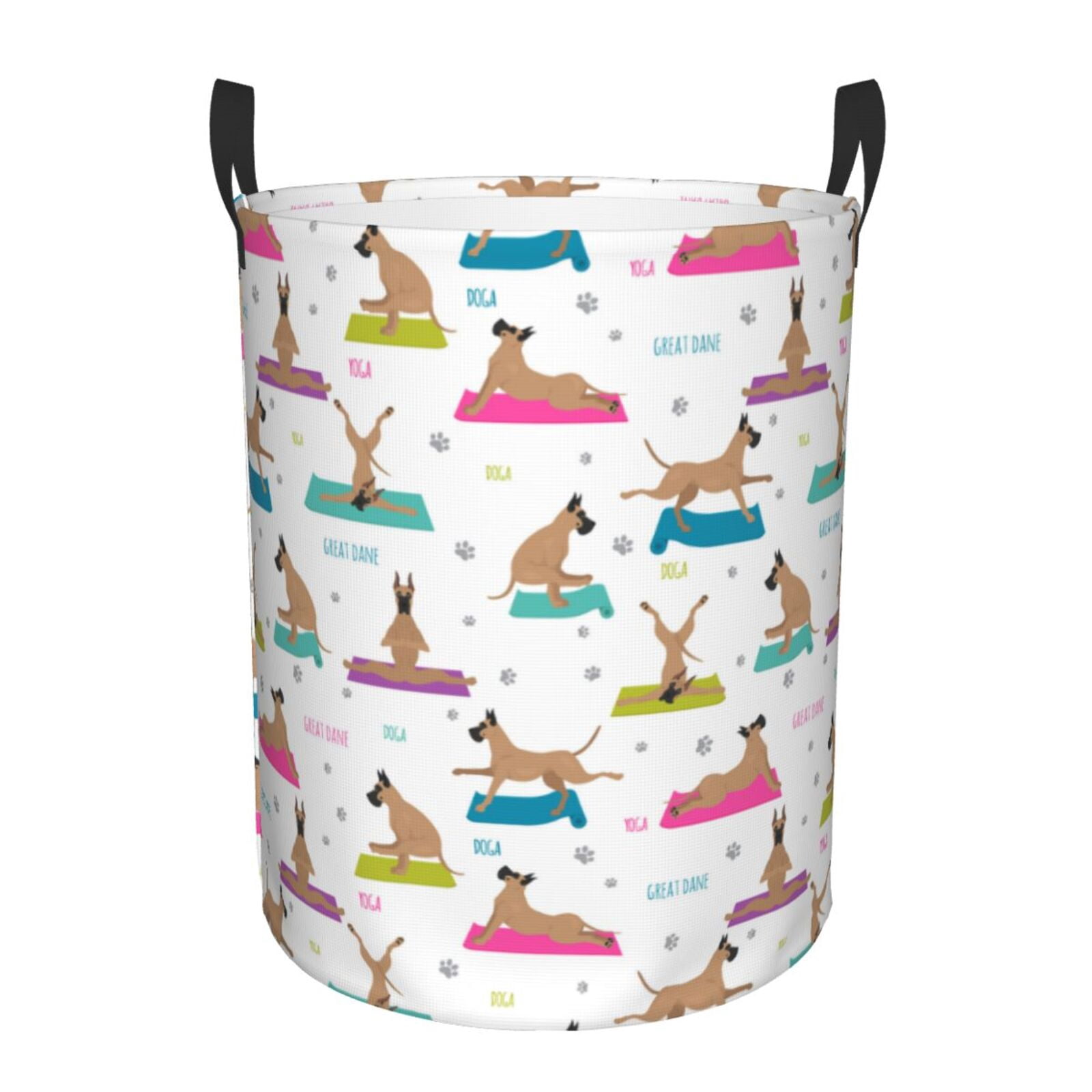 Large Laundry Basket with Handles - Great dane Yoga dogs funny Kids Baby Dirty Clothes Laundry Hamper for Bedroom Aesthetic