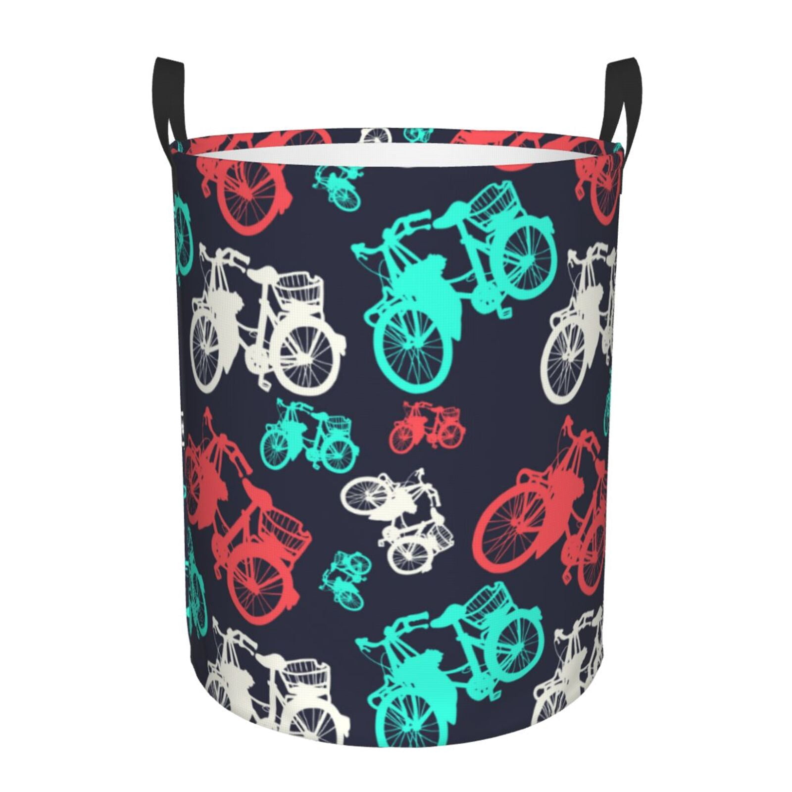 Large Laundry Basket with Handles - Green Bike Pattern red Kids Baby Dirty Clothes Laundry Hamper for Bedroom Aesthetic