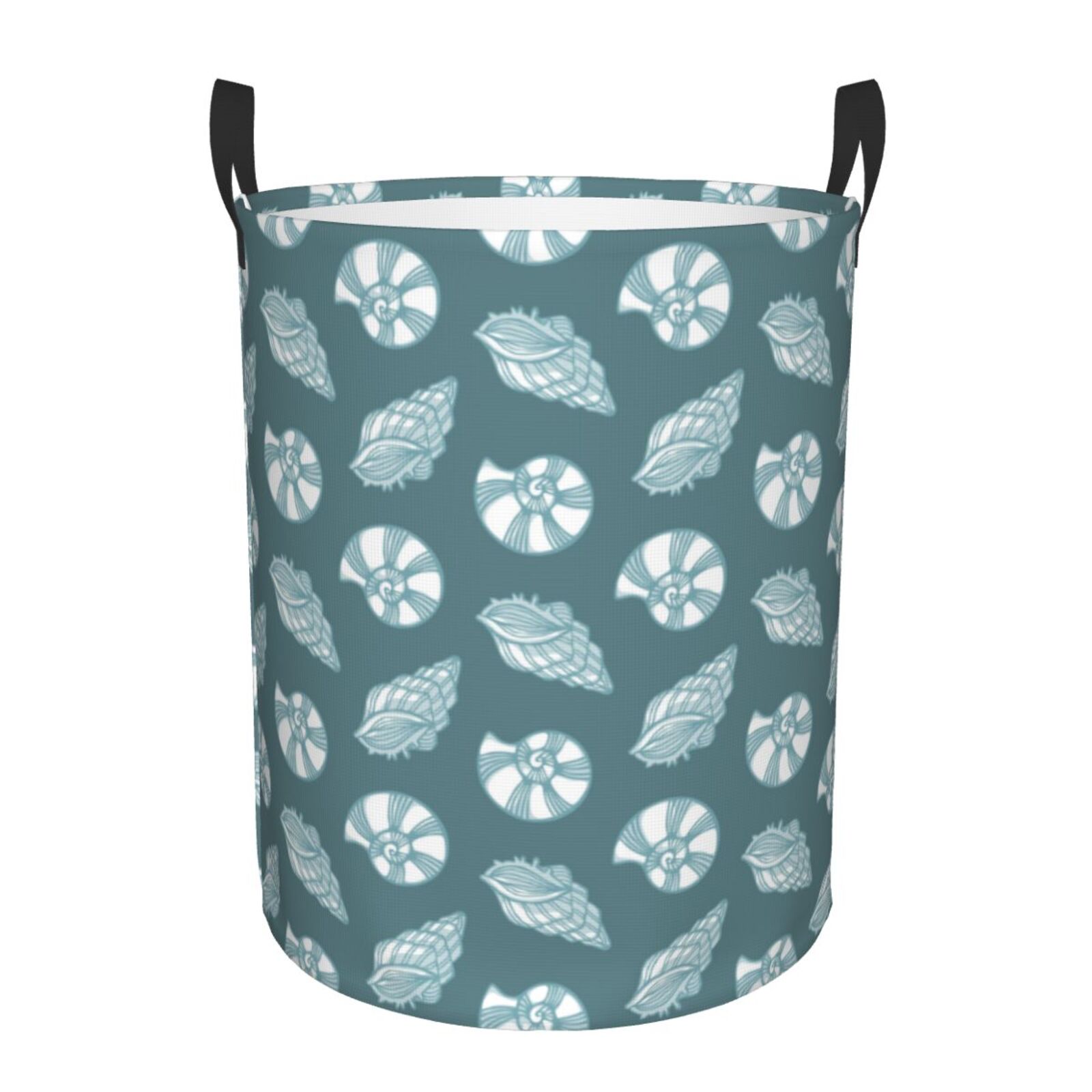 Large Laundry Basket with Handles - Green White Conch Kids Baby Dirty Clothes Laundry Hamper for Bedroom Aesthetic