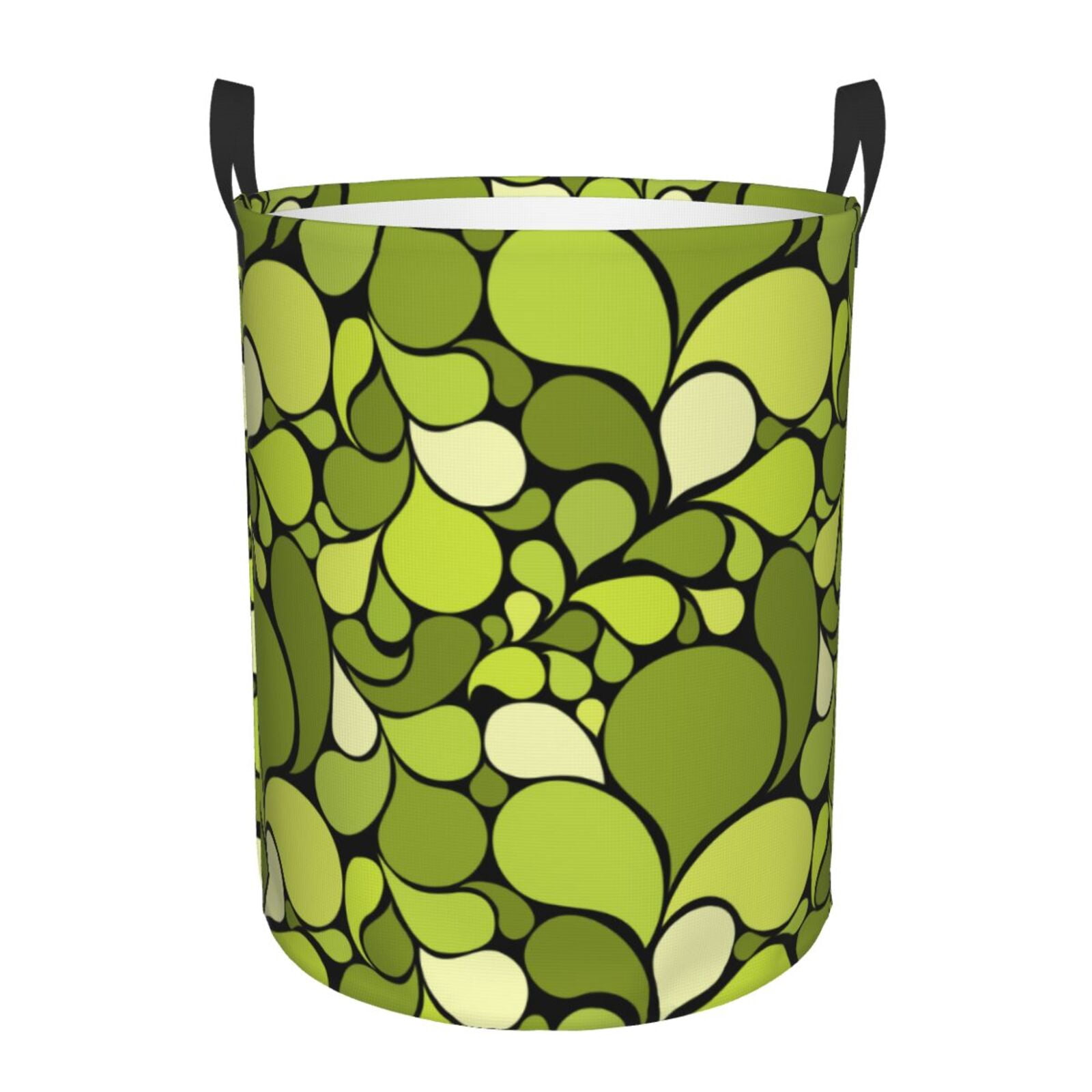 Large Laundry Basket with Handles - Green abstract pattern Kids Baby Dirty Clothes Laundry Hamper for Bedroom Aesthetic