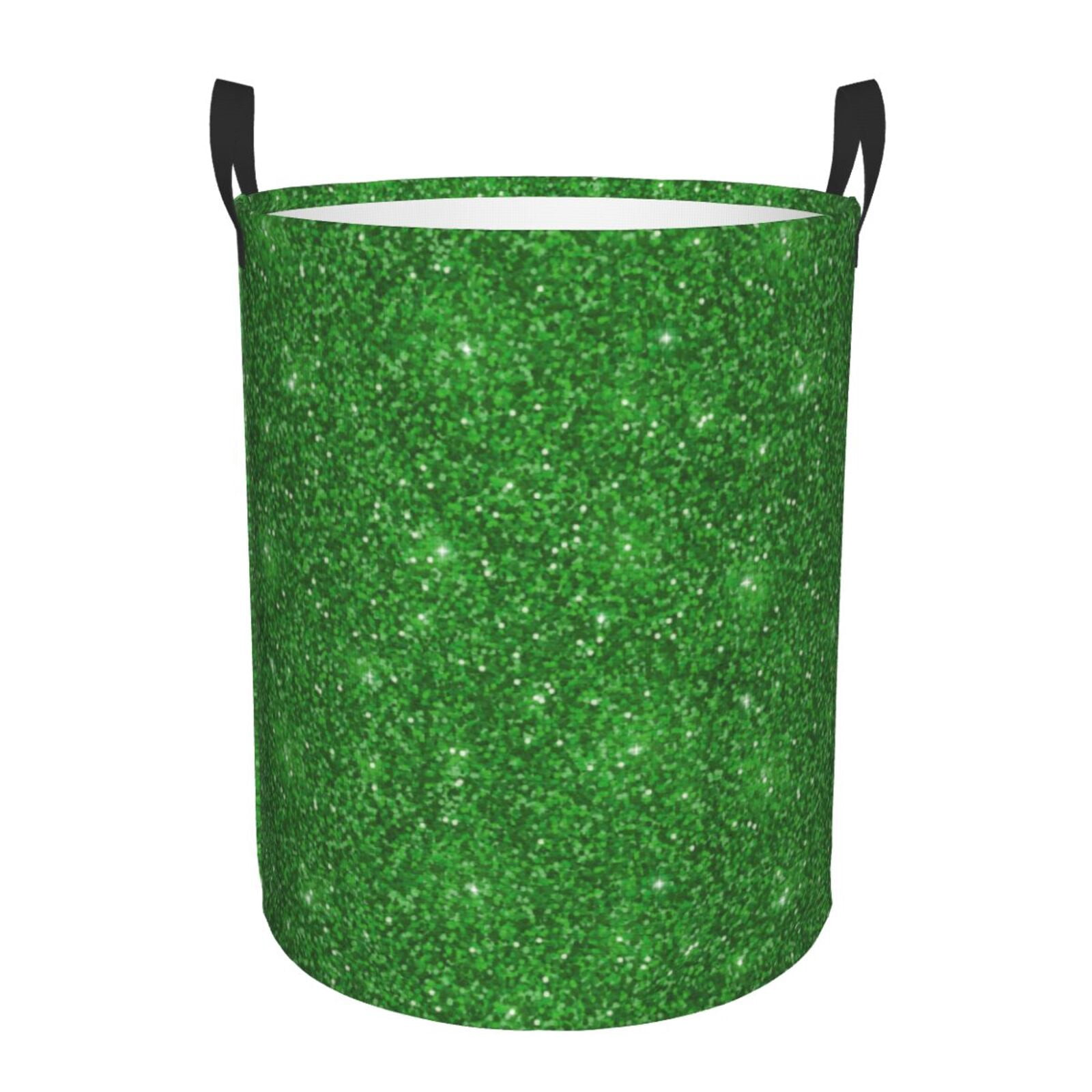 Large Laundry Basket with Handles - Green lightning Glitter B Kids Baby Dirty Clothes Laundry Hamper for Bedroom Aesthetic