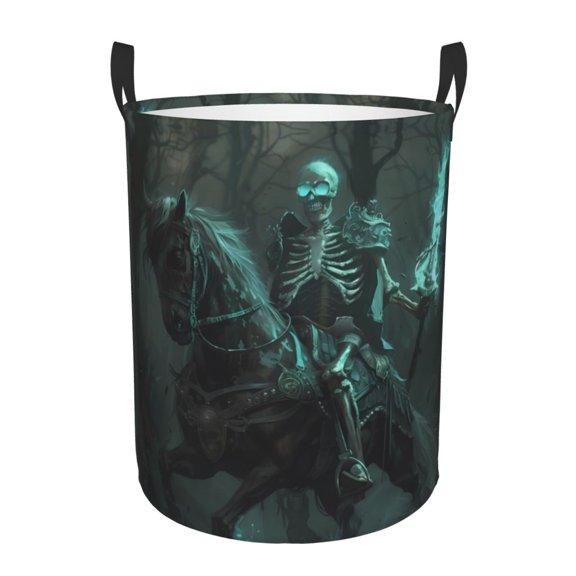 Large Laundry Basket with Handles - Halloween Cold Flame Knight Kids Baby Dirty Clothes Laundry Hamper for Bedroom Aesthetic