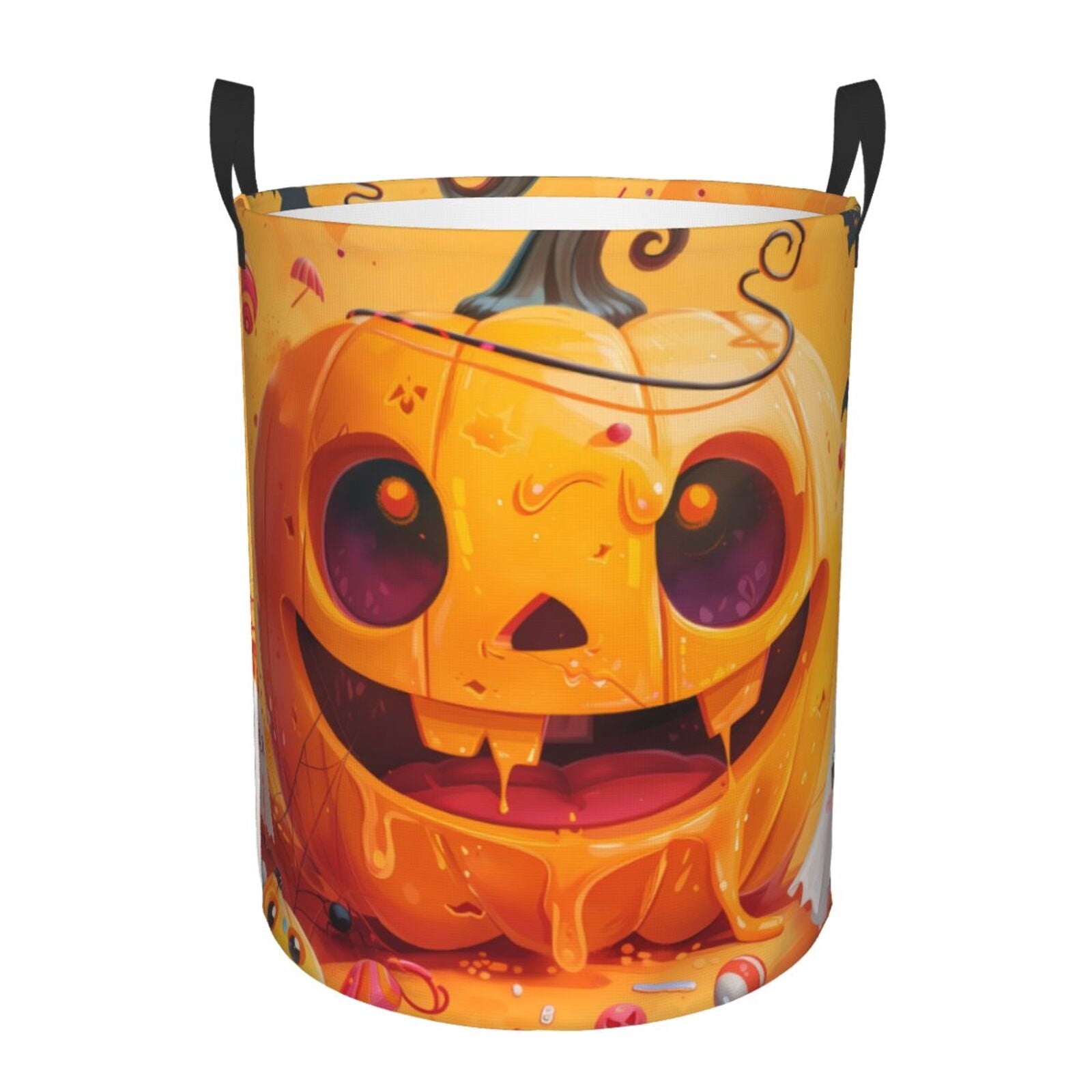 Large Laundry Basket with Handles - Halloween Cute Cartoon Pumpkin Kids Baby Dirty Clothes Laundry Hamper for Bedroom Aesthetic