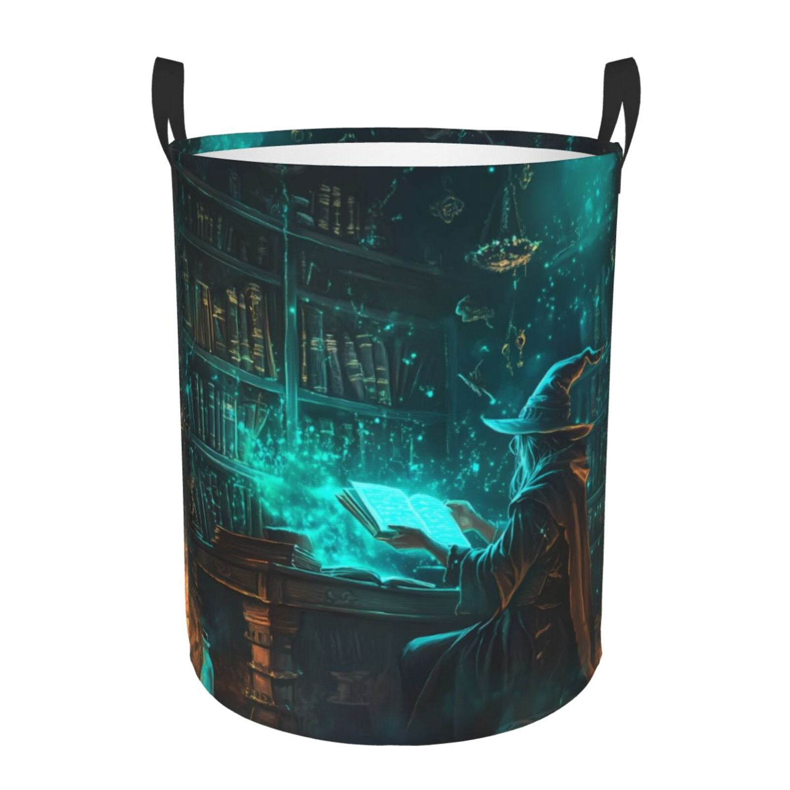 Large Laundry Basket with Handles - Halloween Mysterious Witch Study Kids Baby Dirty Clothes Laundry Hamper for Bedroom Aesthetic