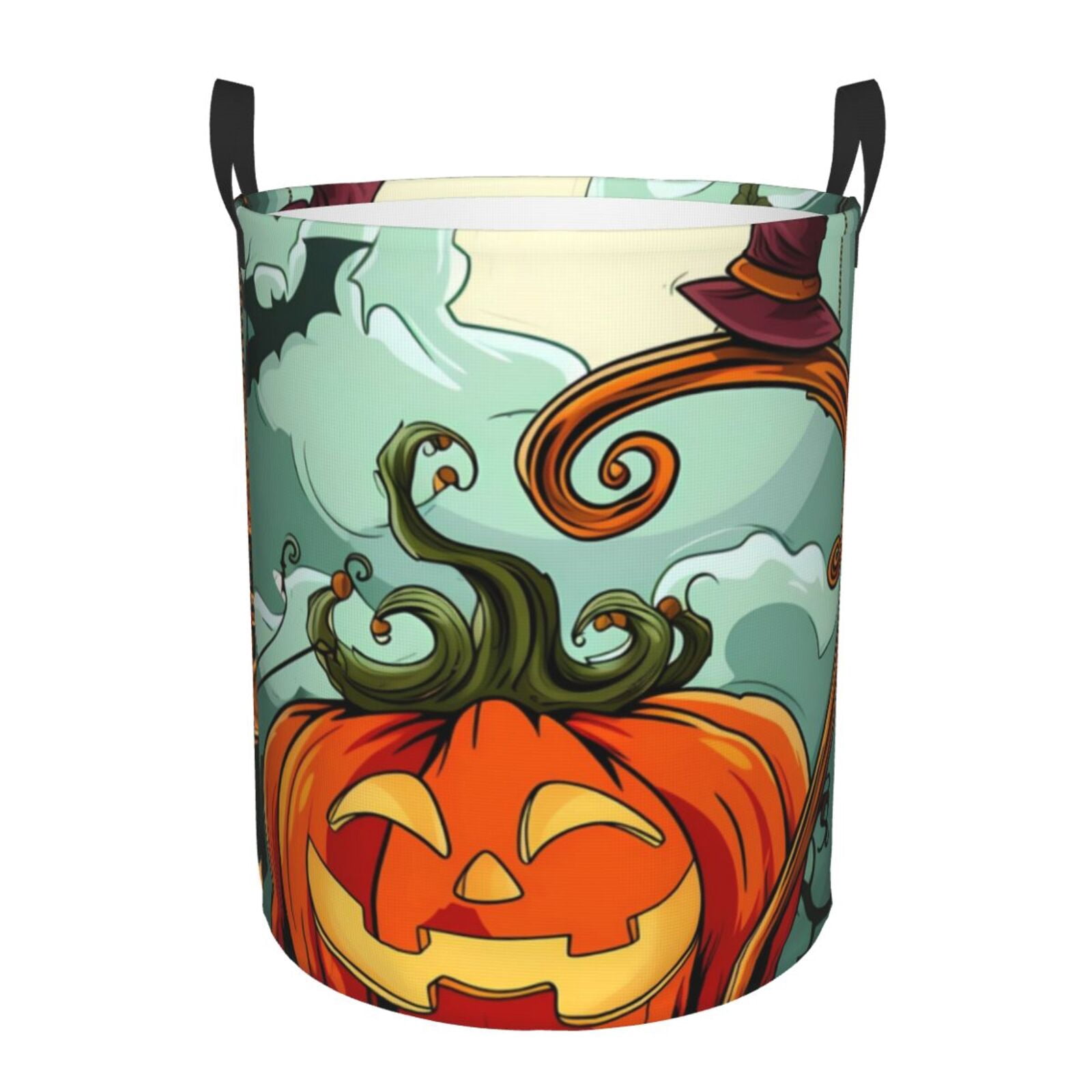 Large Laundry Basket with Handles - Halloween Pumpkin Cartoon Kids Baby Dirty Clothes Laundry Hamper for Bedroom Aesthetic
