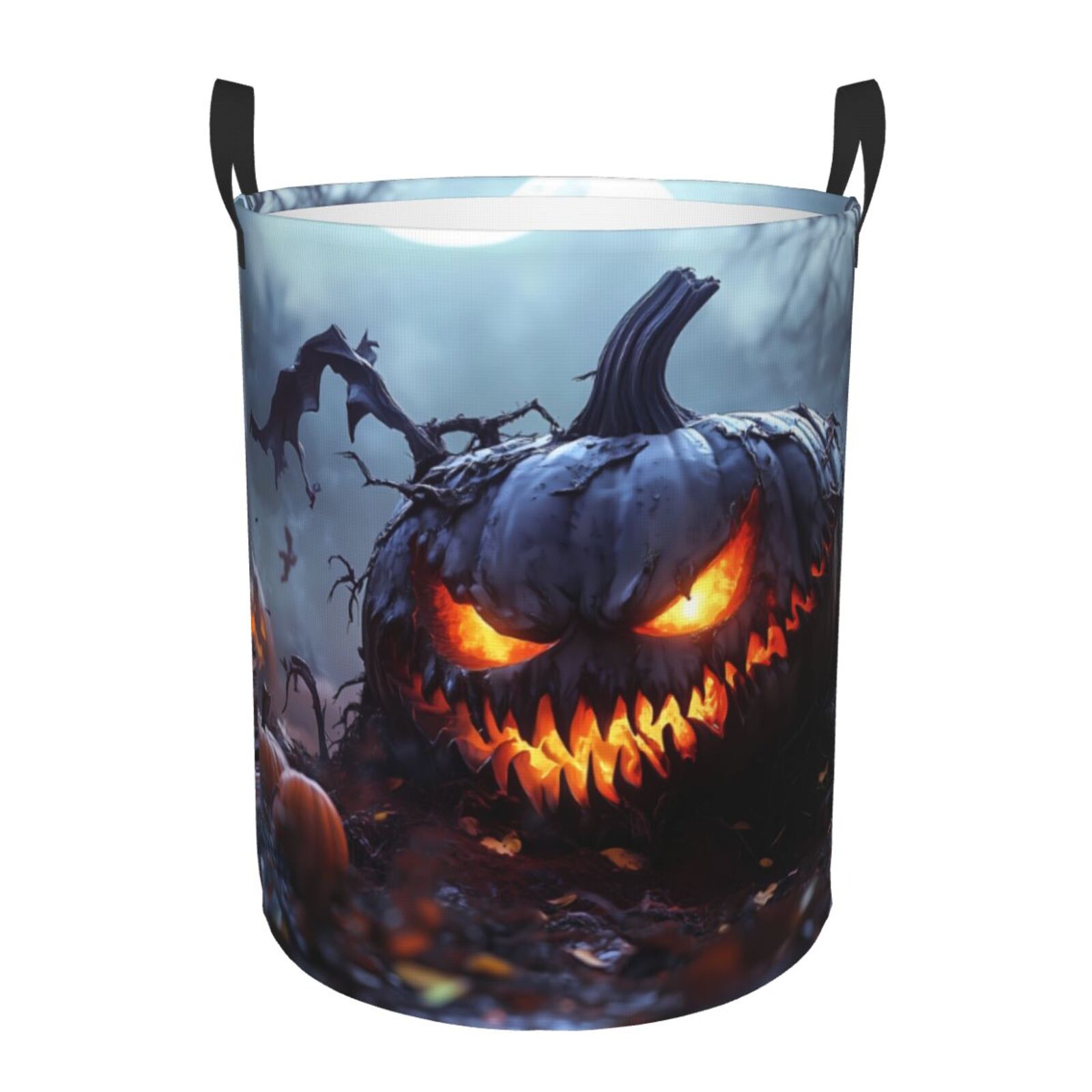 Large Laundry Basket with Handles - Halloween Pumpkin Monster D Kids Baby Dirty Clothes Laundry Hamper for Bedroom Aesthetic
