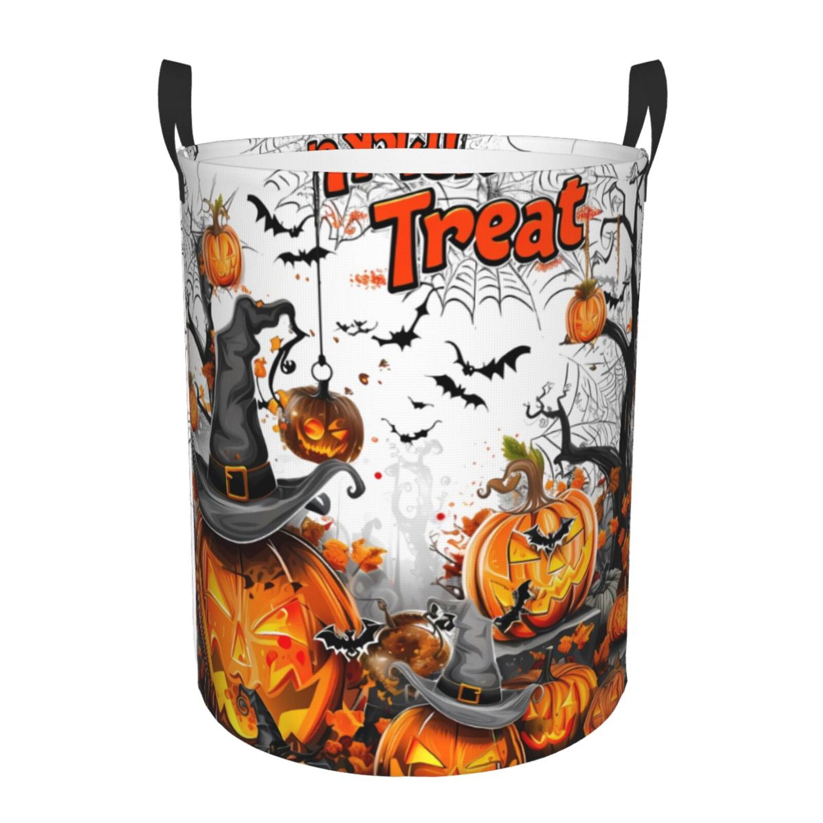 Large Laundry Basket with Handles - Halloween Trick or Treat Art Kids Baby Dirty Clothes Laundry Hamper for Bedroom Aesthetic