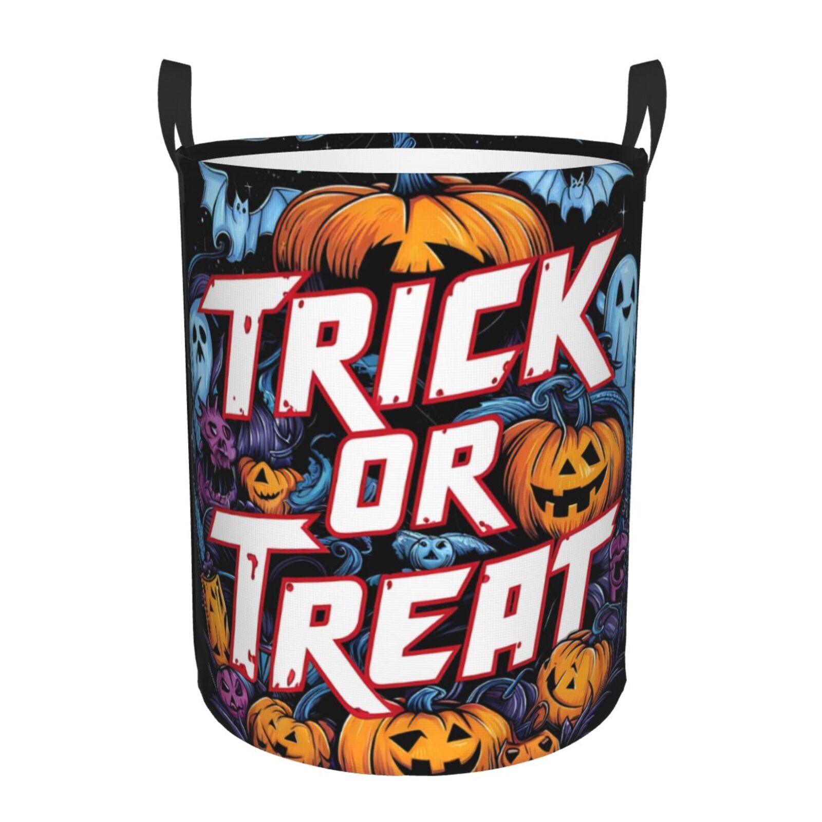 Large Laundry Basket with Handles - Halloween Trick or Treat Pumpkins Kids Baby Dirty Clothes Laundry Hamper for Bedroom Aesthetic
