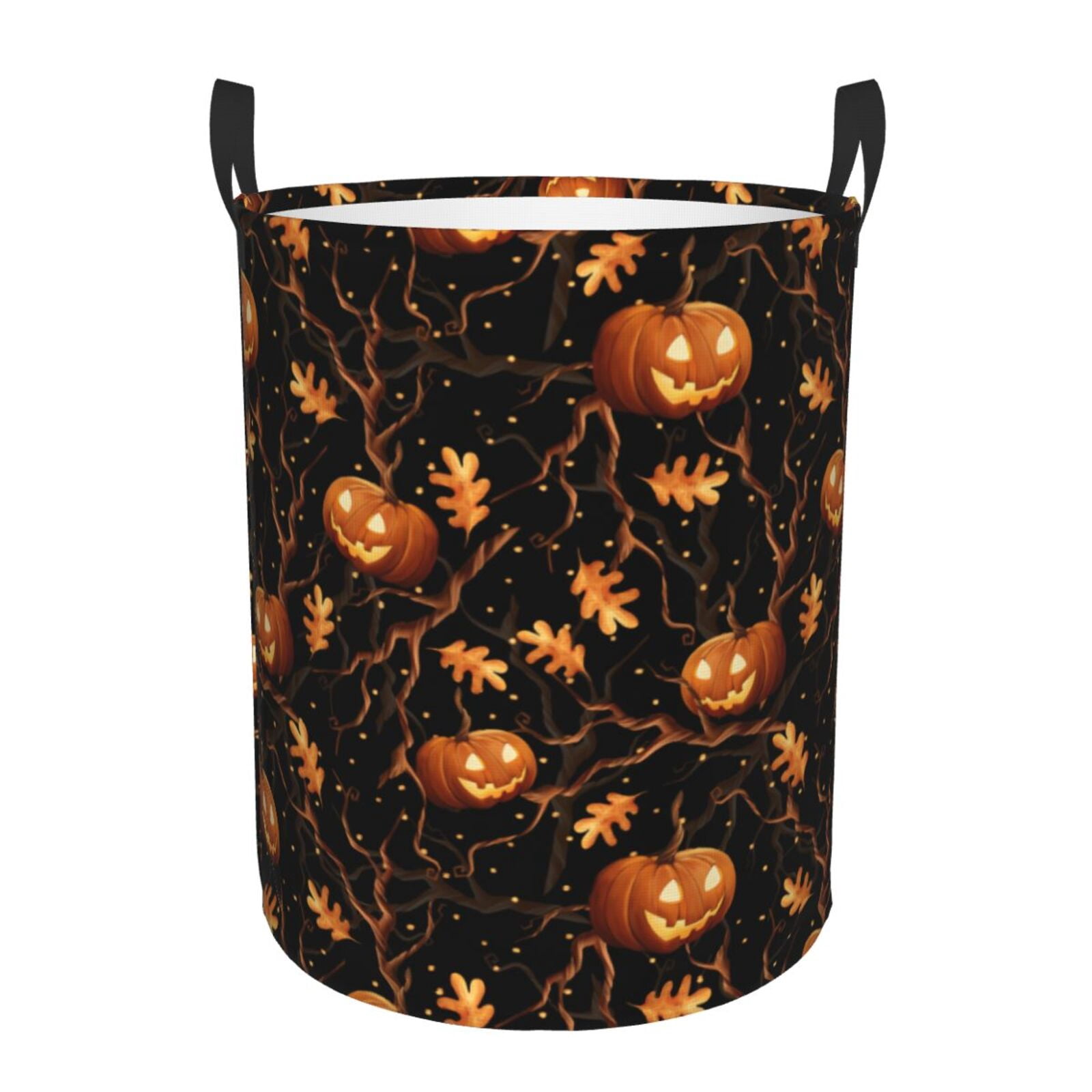 Large Laundry Basket with Handles - Halloween With Pumpkins Kids Baby Dirty Clothes Laundry Hamper for Bedroom Aesthetic