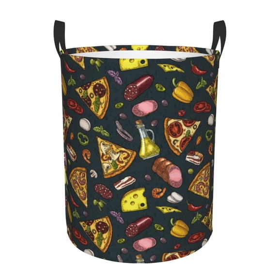Large Laundry Basket with Handles - Ham Pepper Pizza Kids Baby Dirty Clothes Laundry Hamper for Bedroom Aesthetic