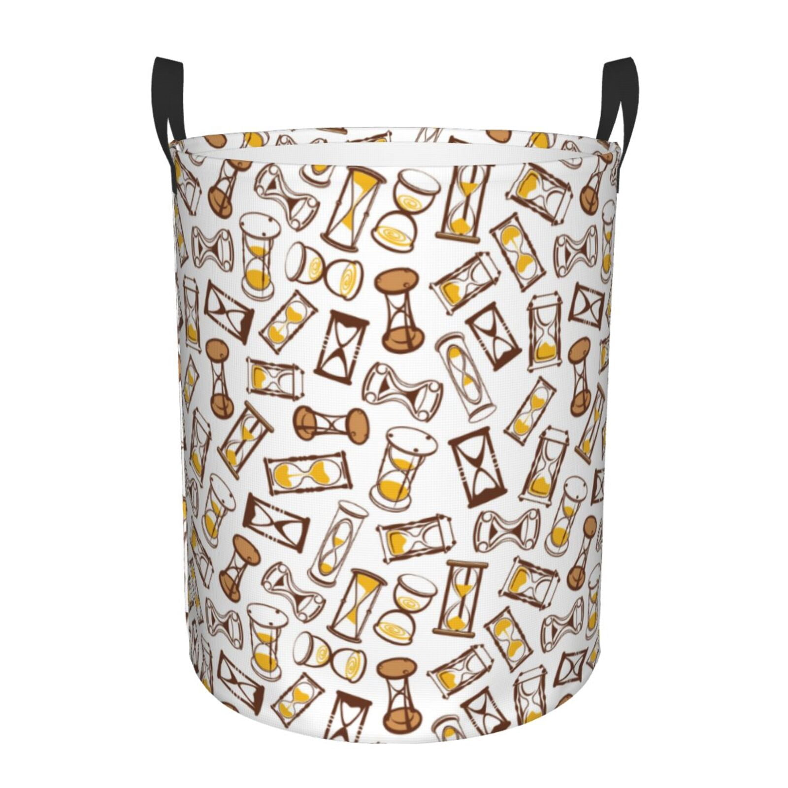 Large Laundry Basket with Handles - Hand drawn hourglass Kids Baby Dirty Clothes Laundry Hamper for Bedroom Aesthetic