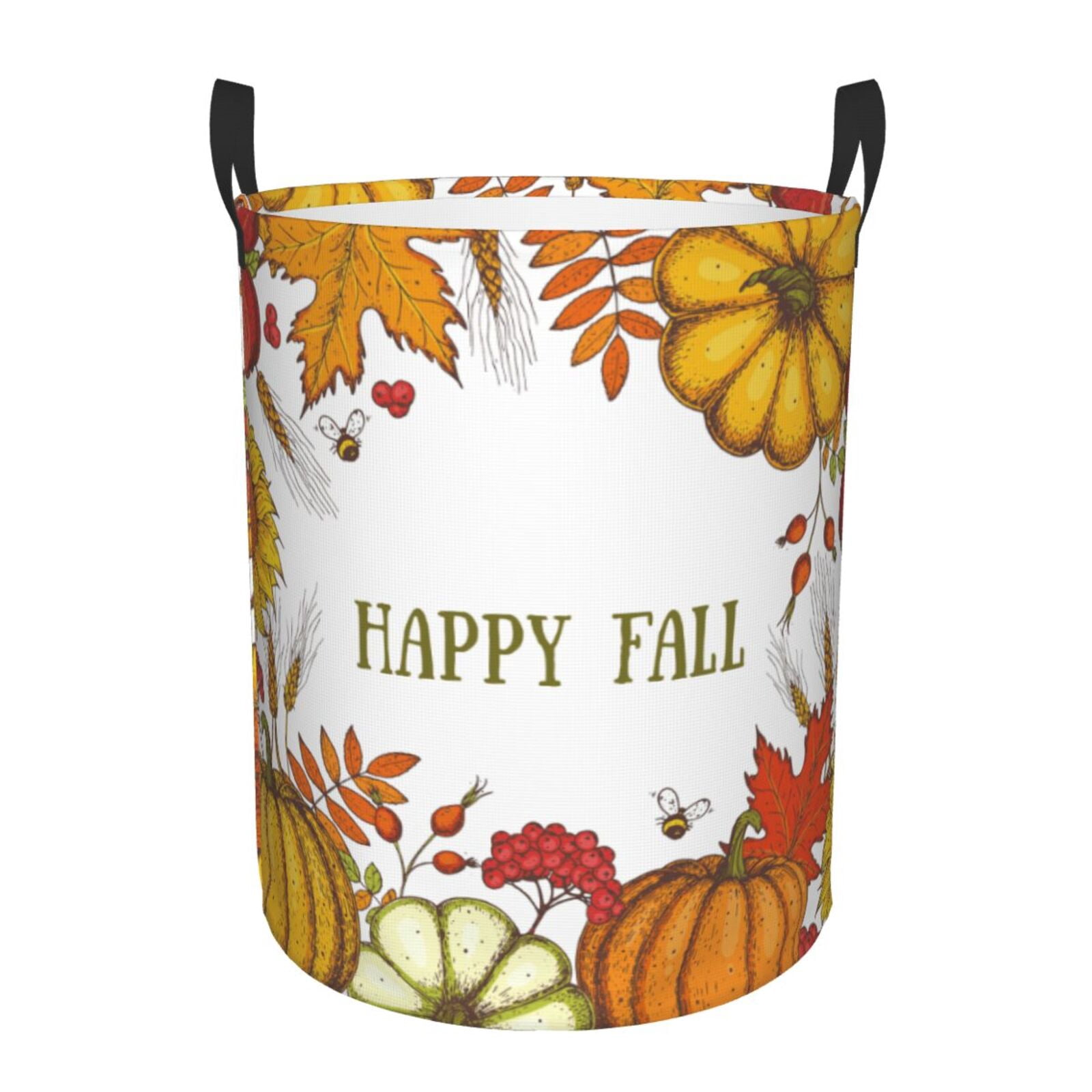Large Laundry Basket with Handles - Happy Fall Pumpkin Autumn Sunflower Kids Baby Dirty Clothes Laundry Hamper for Bedroom Aesthetic
