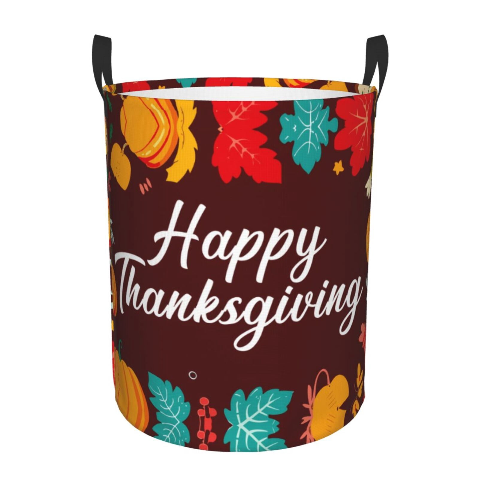Large Laundry Basket with Handles - Happy Thanksgiving Kids Baby Dirty Clothes Laundry Hamper for Bedroom Aesthetic