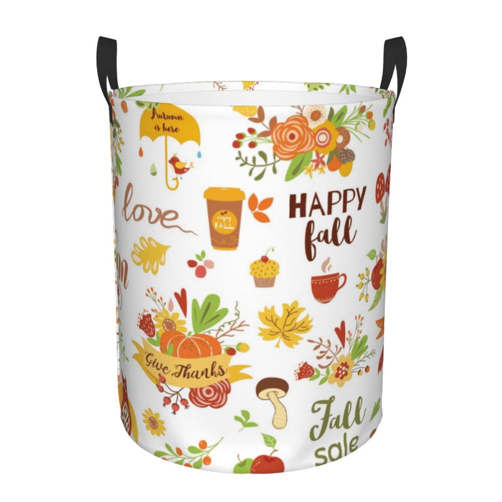 Large Laundry Basket with Handles - Hello Fall Autumn Is Here Kids Baby Dirty Clothes Laundry Hamper for Bedroom Aesthetic