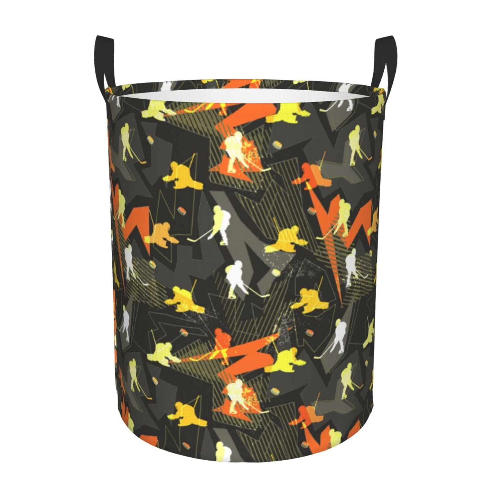 Large Laundry Basket with Handles - Hockey sticks Dark gray Kids Baby Dirty Clothes Laundry Hamper for Bedroom Aesthetic