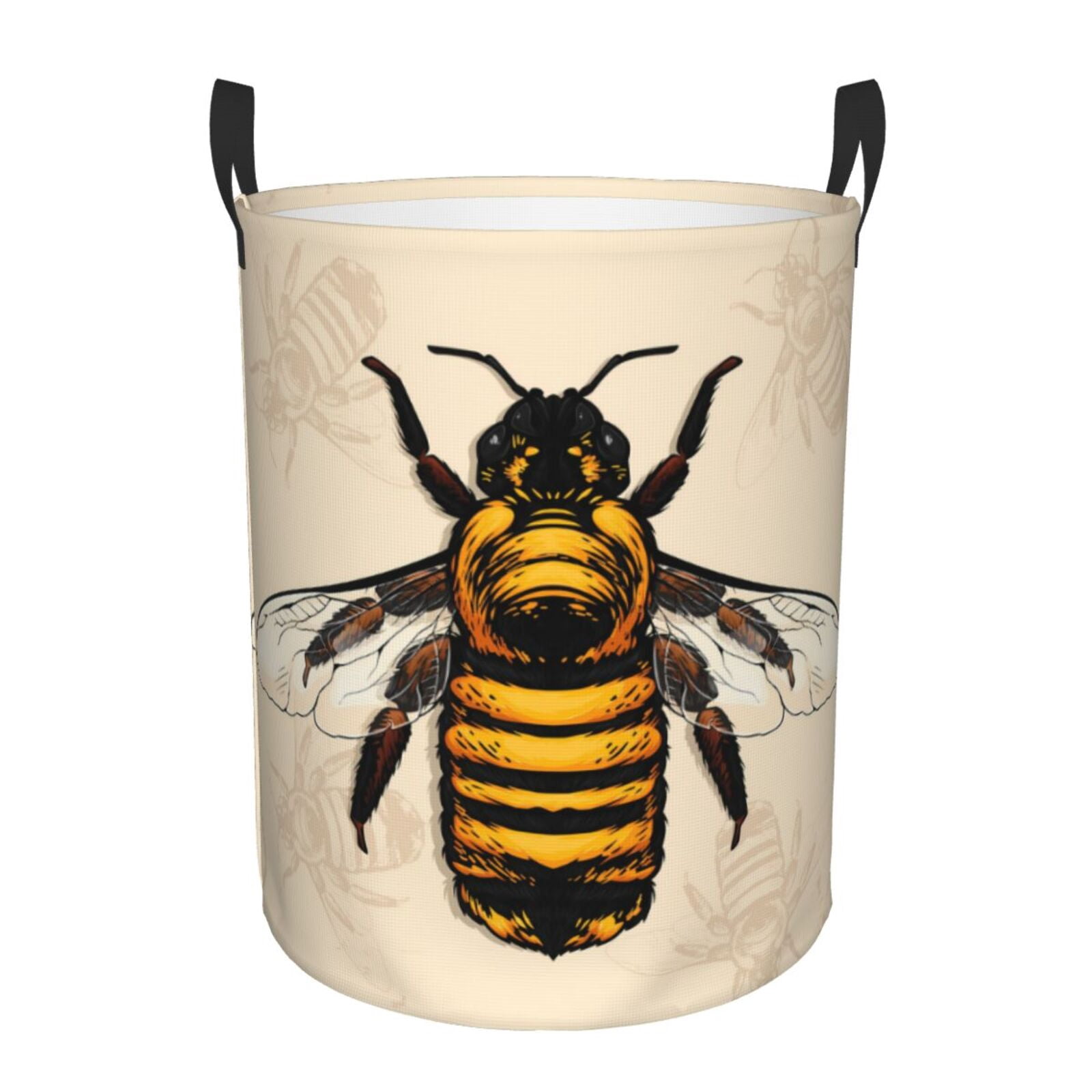 Large Laundry Basket with Handles - Honey Bee Kids Baby Dirty Clothes Laundry Hamper for Bedroom Aesthetic