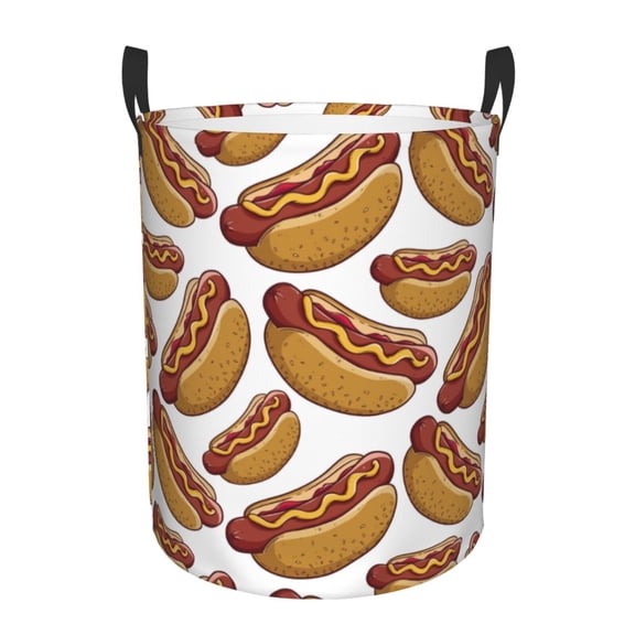 Large Laundry Basket with Handles - Hot Dog Print No.903 Kids Baby Dirty Clothes Laundry Hamper for Bedroom Aesthetic