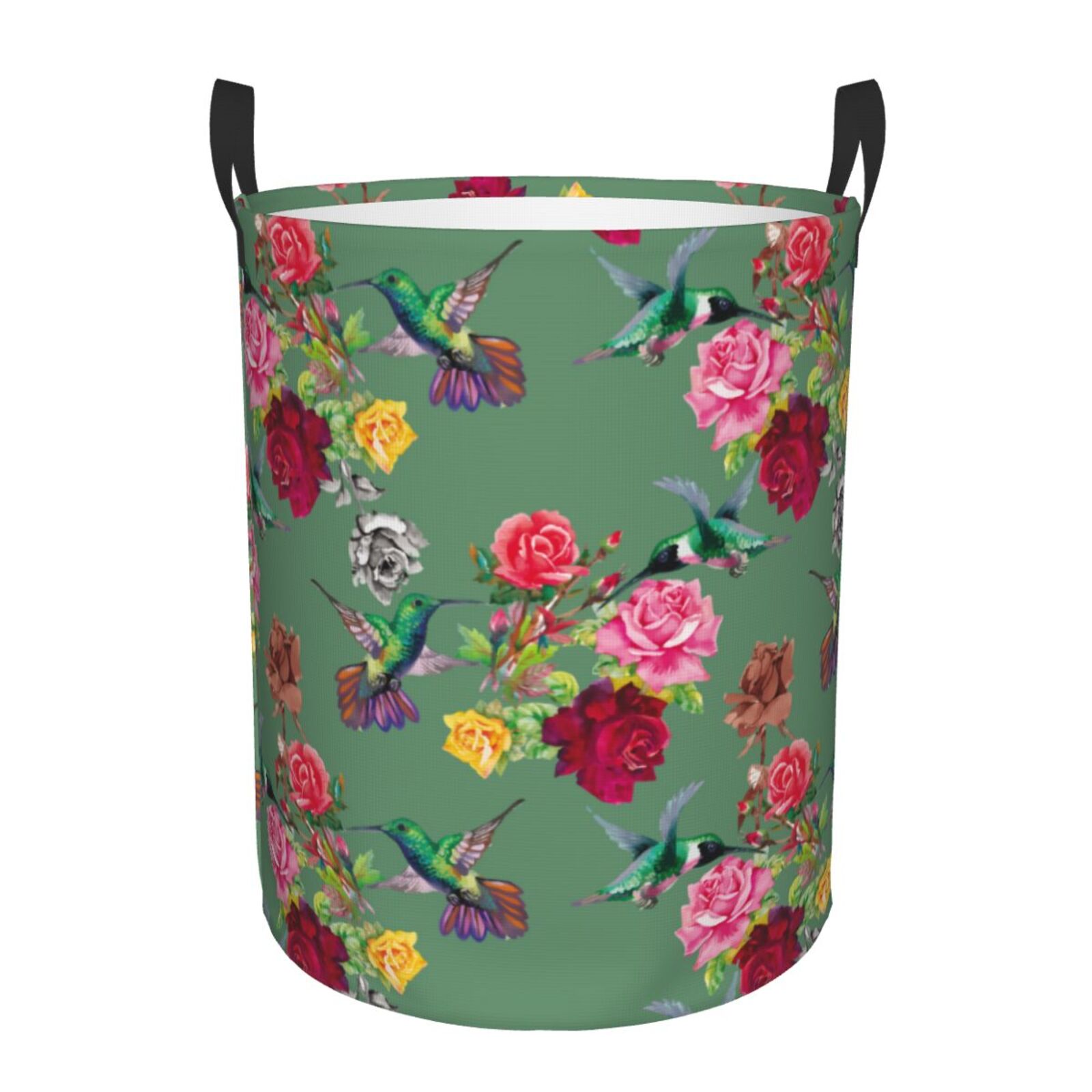 Large Laundry Basket with Handles - Hummingbird Rose Kids Baby Dirty Clothes Laundry Hamper for Bedroom Aesthetic