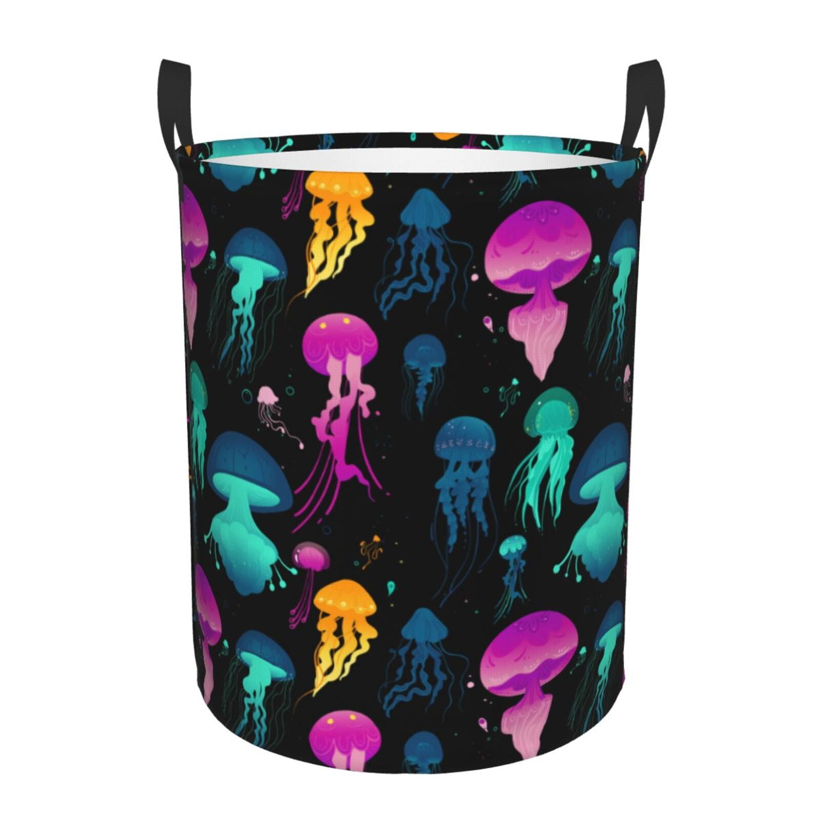 Large Laundry Basket with Handles - Jellyfish Pattern No.9027 Kids Baby Dirty Clothes Laundry Hamper for Bedroom Aesthetic