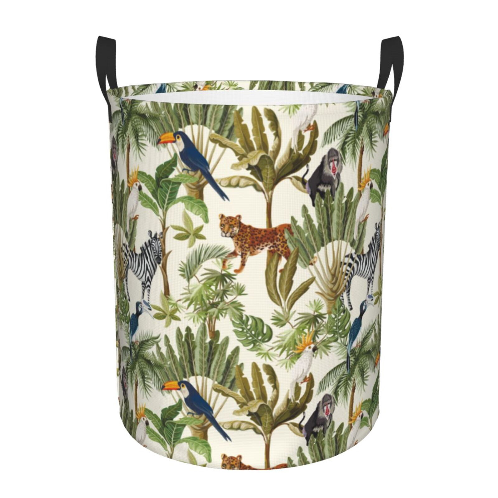 Large Laundry Basket with Handles - Jungle animals Kids Baby Dirty Clothes Laundry Hamper for Bedroom Aesthetic