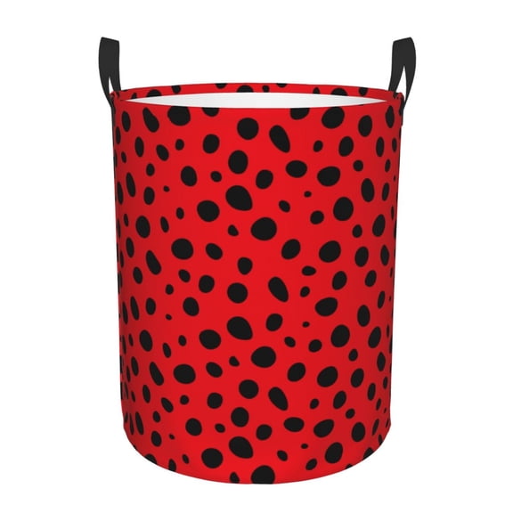 Large Laundry Basket with Handles - Ladybug Dotted Kids Baby Dirty Clothes Laundry Hamper for Bedroom Aesthetic