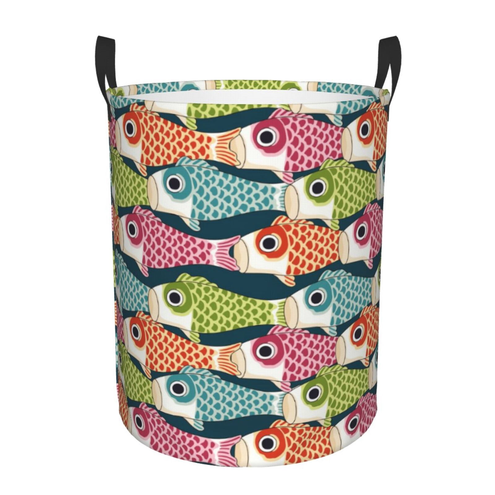 Large Laundry Basket with Handles - Lantern Koi Fish Kids Baby Dirty Clothes Laundry Hamper for Bedroom Aesthetic