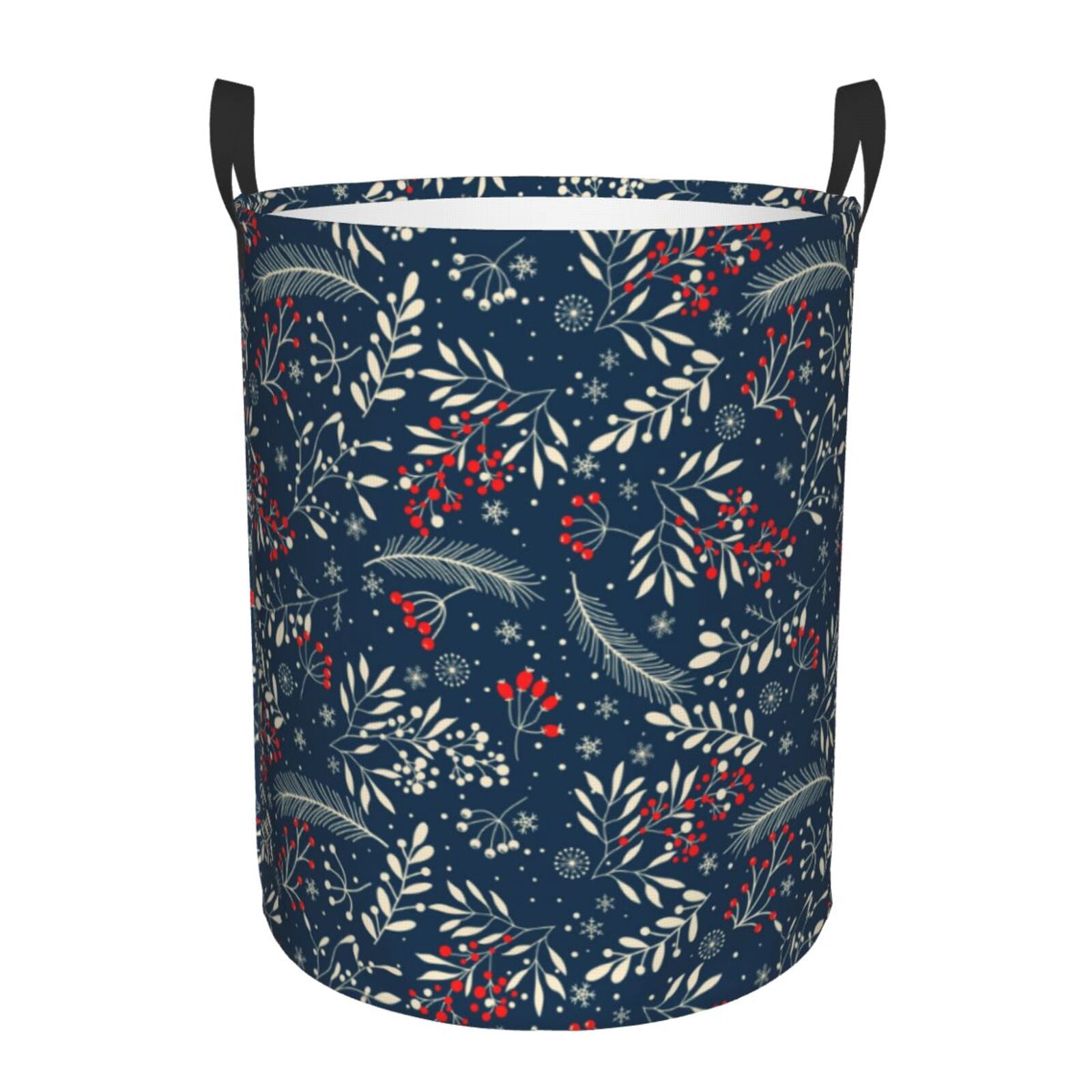 Large Laundry Basket with Handles - Leaves Snowflakes Kids Baby Dirty Clothes Laundry Hamper for Bedroom Aesthetic