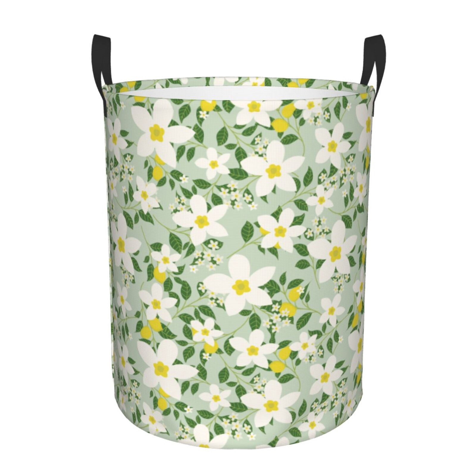 Large Laundry Basket with Handles - Lemon floral Kids Baby Dirty Clothes Laundry Hamper for Bedroom Aesthetic