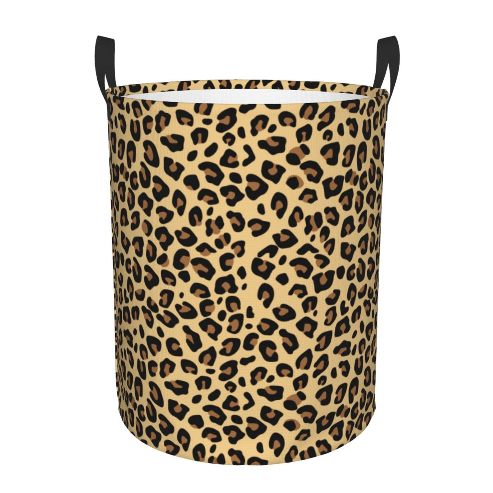 Large Laundry Basket with Handles - Leopard print trendy cool Kids Baby Dirty Clothes Laundry Hamper for Bedroom Aesthetic