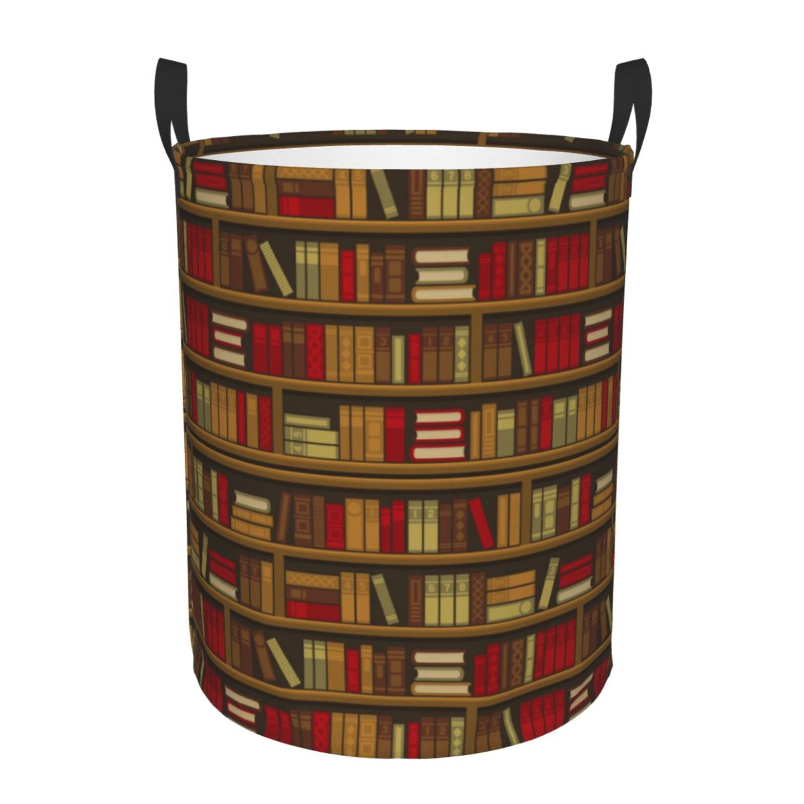 Large Laundry Basket with Handles - Library Book Shelf cool vintage Kids Baby Dirty Clothes Laundry Hamper for Bedroom Aesthetic