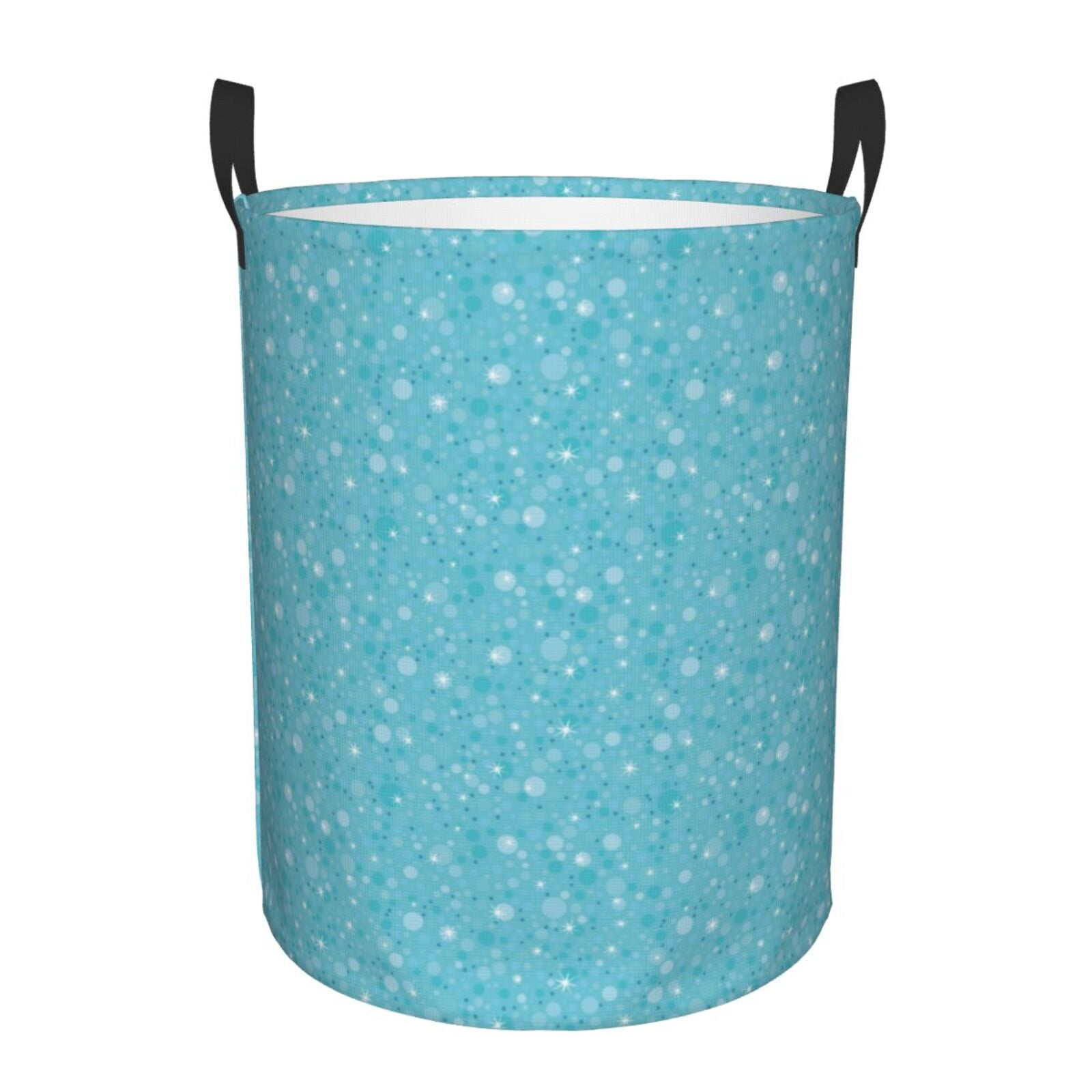 Large Laundry Basket with Handles - Light Blue Glitter Patterns Kids Baby Dirty Clothes Laundry Hamper for Bedroom Aesthetic