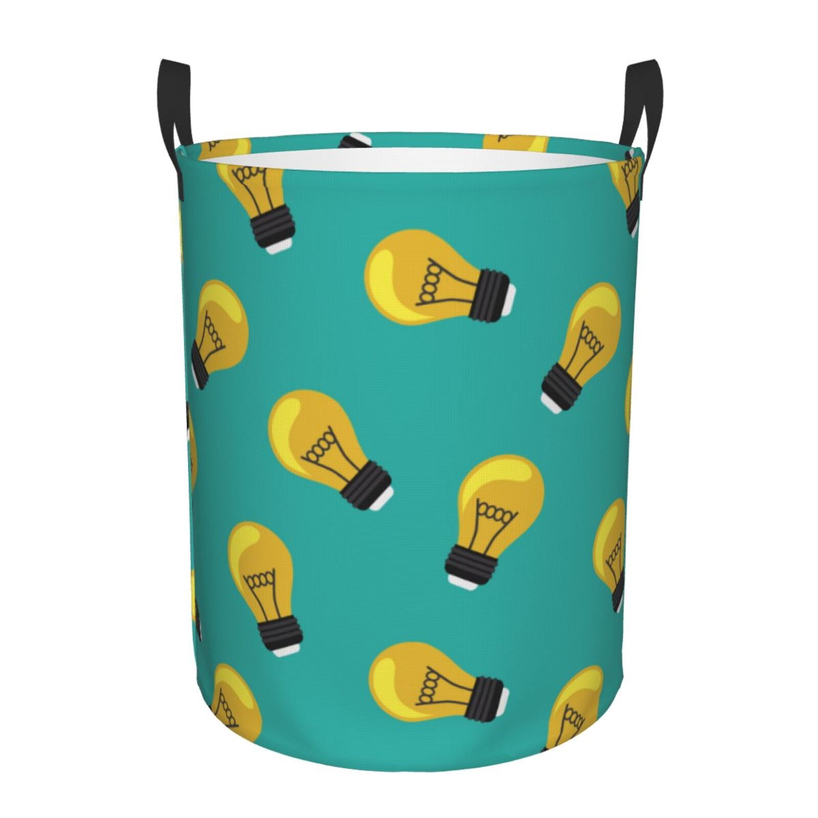 Large Laundry Basket with Handles - Light Bulb Pattern modern Kids Baby Dirty Clothes Laundry Hamper for Bedroom Aesthetic